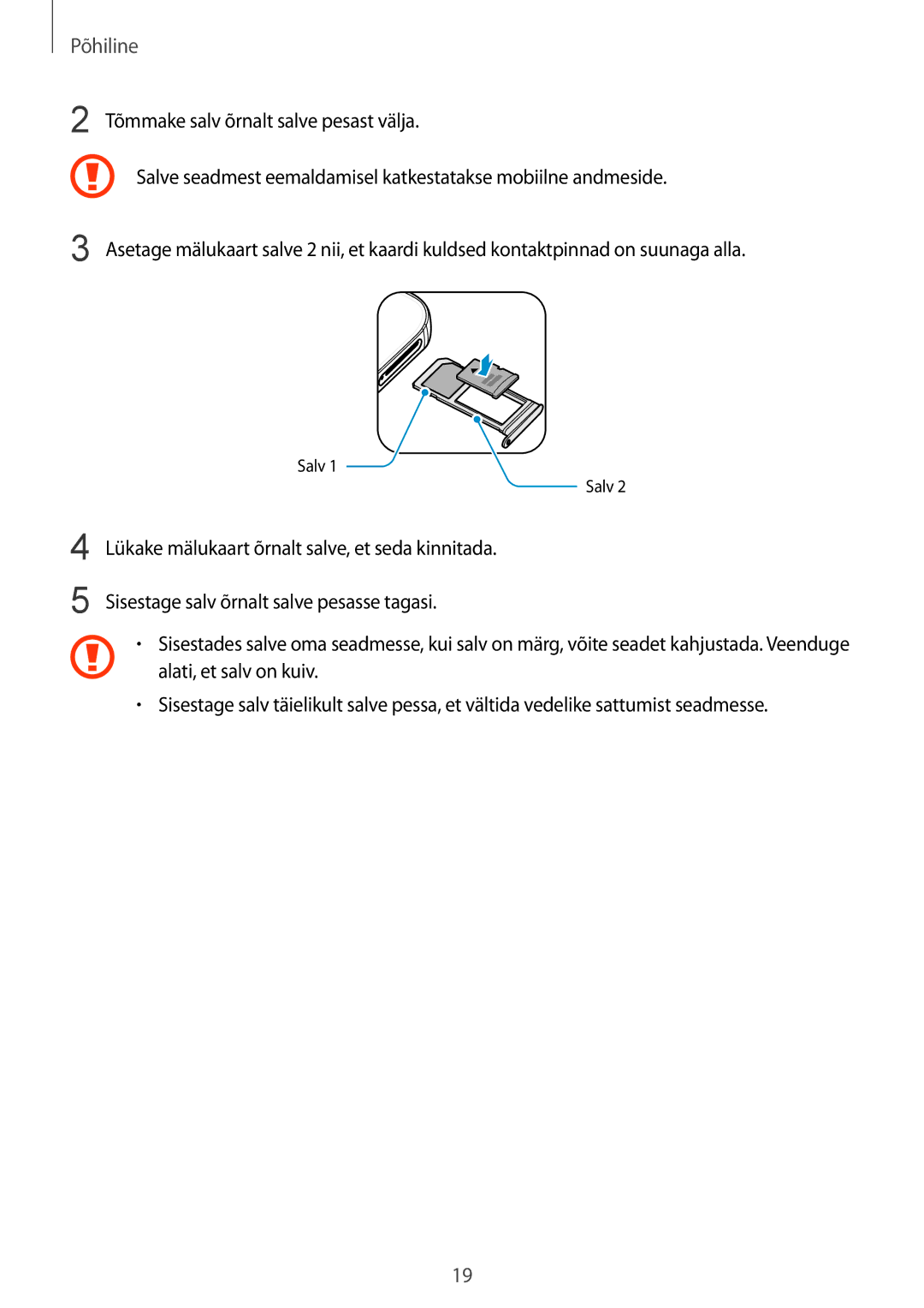 Samsung SM-G930FZDASEB manual Tõmmake salv õrnalt salve pesast välja 