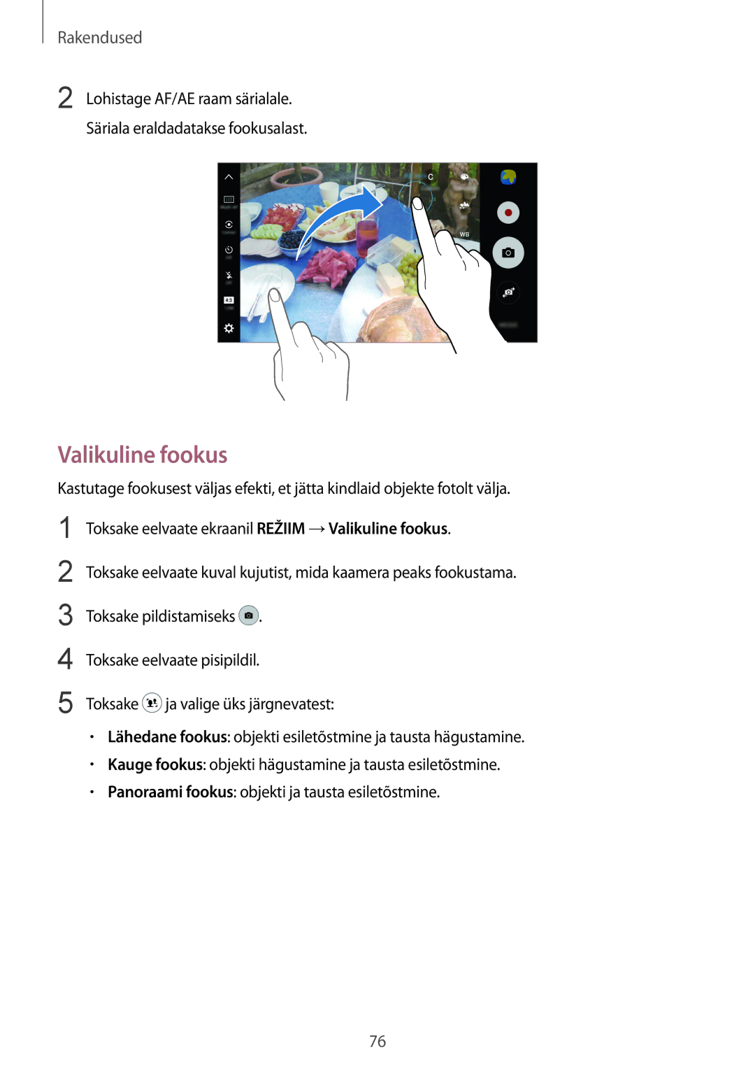 Samsung SM-G930FZDASEB manual Valikuline fookus 