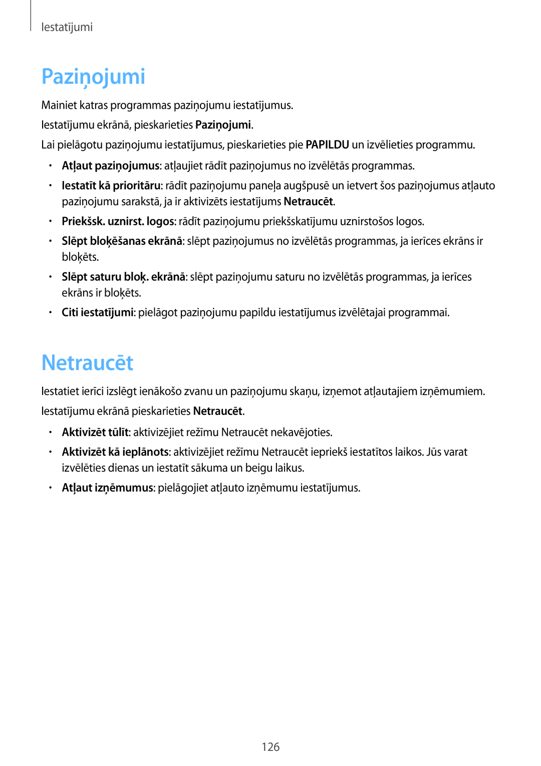 Samsung SM-G930FZDASEB manual Paziņojumi, Netraucēt 