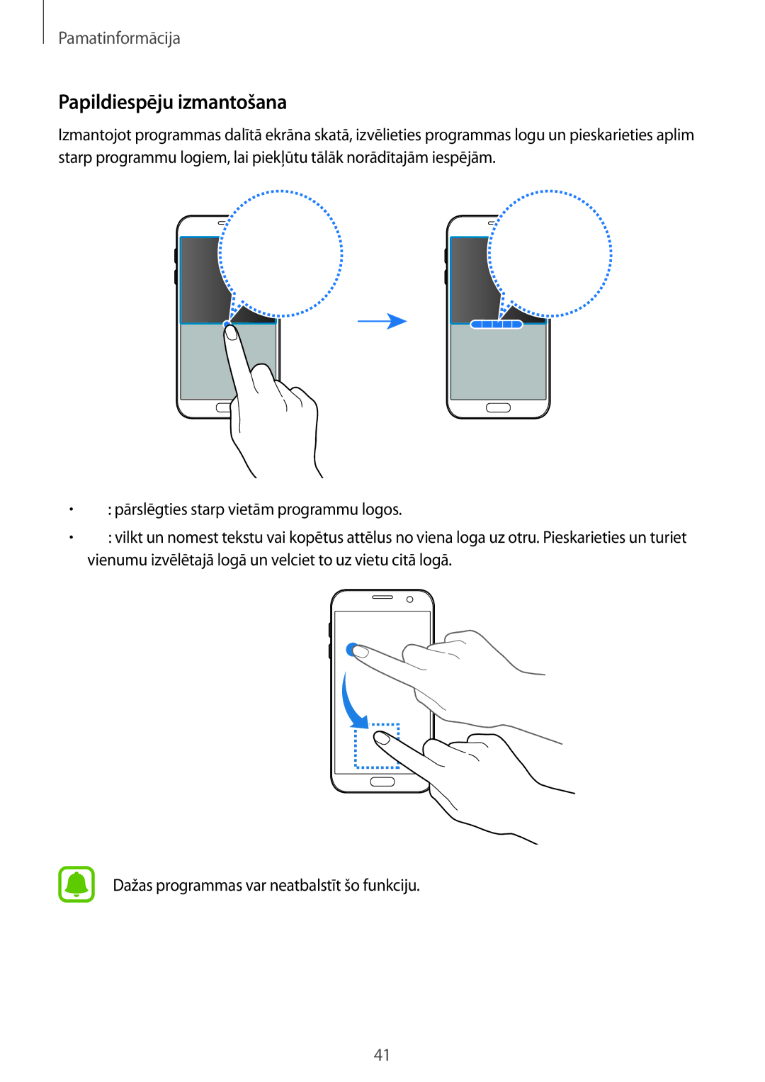 Samsung SM-G930FZDASEB manual Papildiespēju izmantošana 