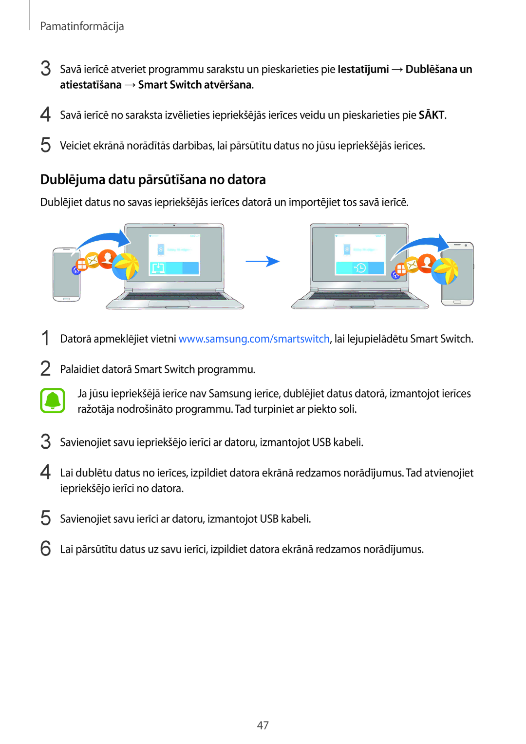 Samsung SM-G930FZDASEB manual Dublējuma datu pārsūtīšana no datora 