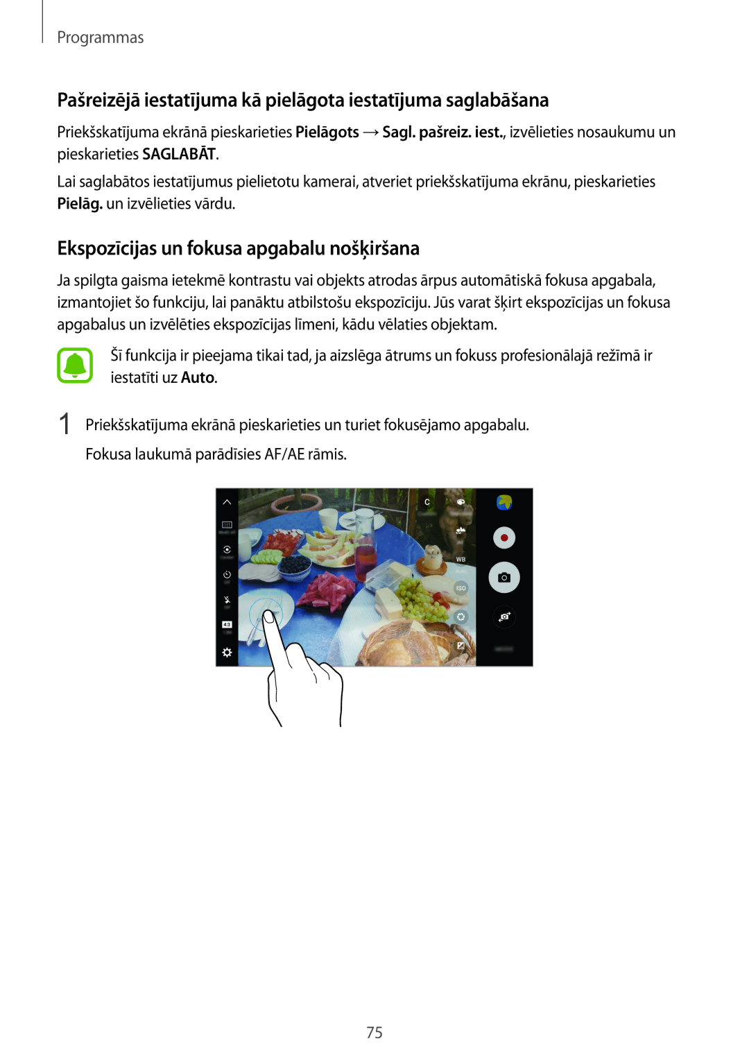 Samsung SM-G930FZDASEB manual Pašreizējā iestatījuma kā pielāgota iestatījuma saglabāšana 