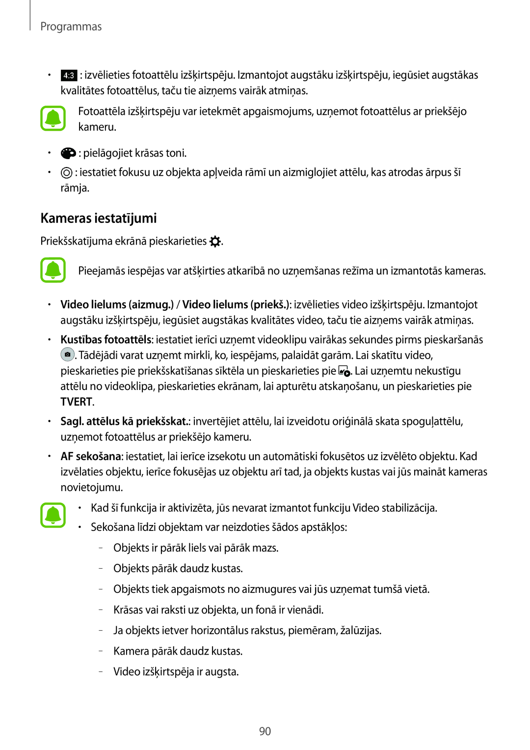 Samsung SM-G930FZDASEB manual Kameras iestatījumi, Tvert 