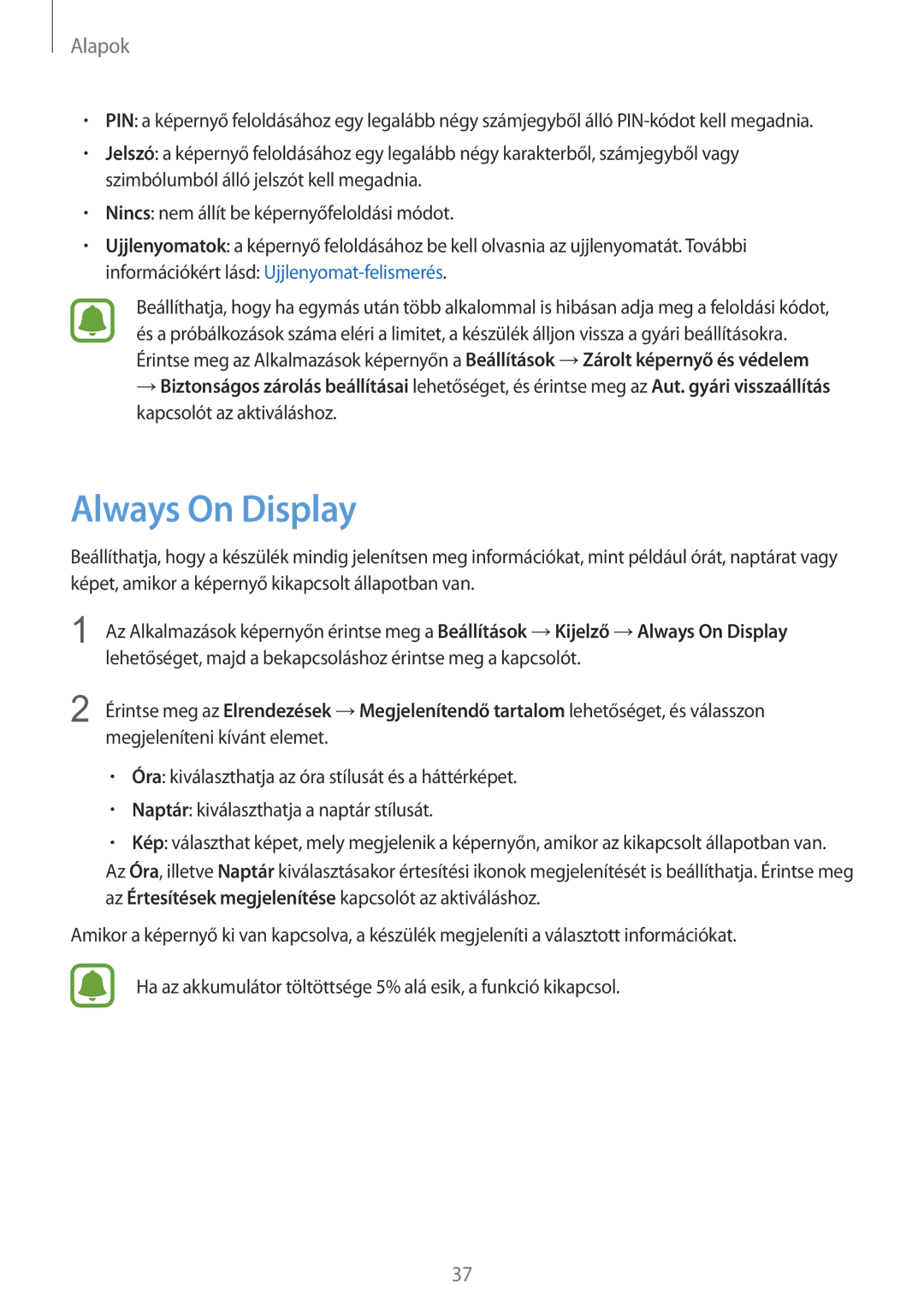 Samsung SM-G930FZDAXEH manual Always On Display 