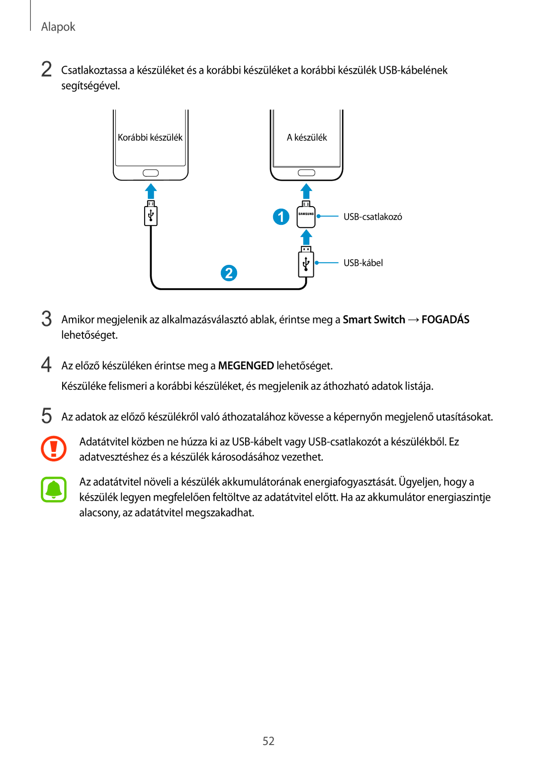 Samsung SM-G930FZDAXEH manual Korábbi készülék 