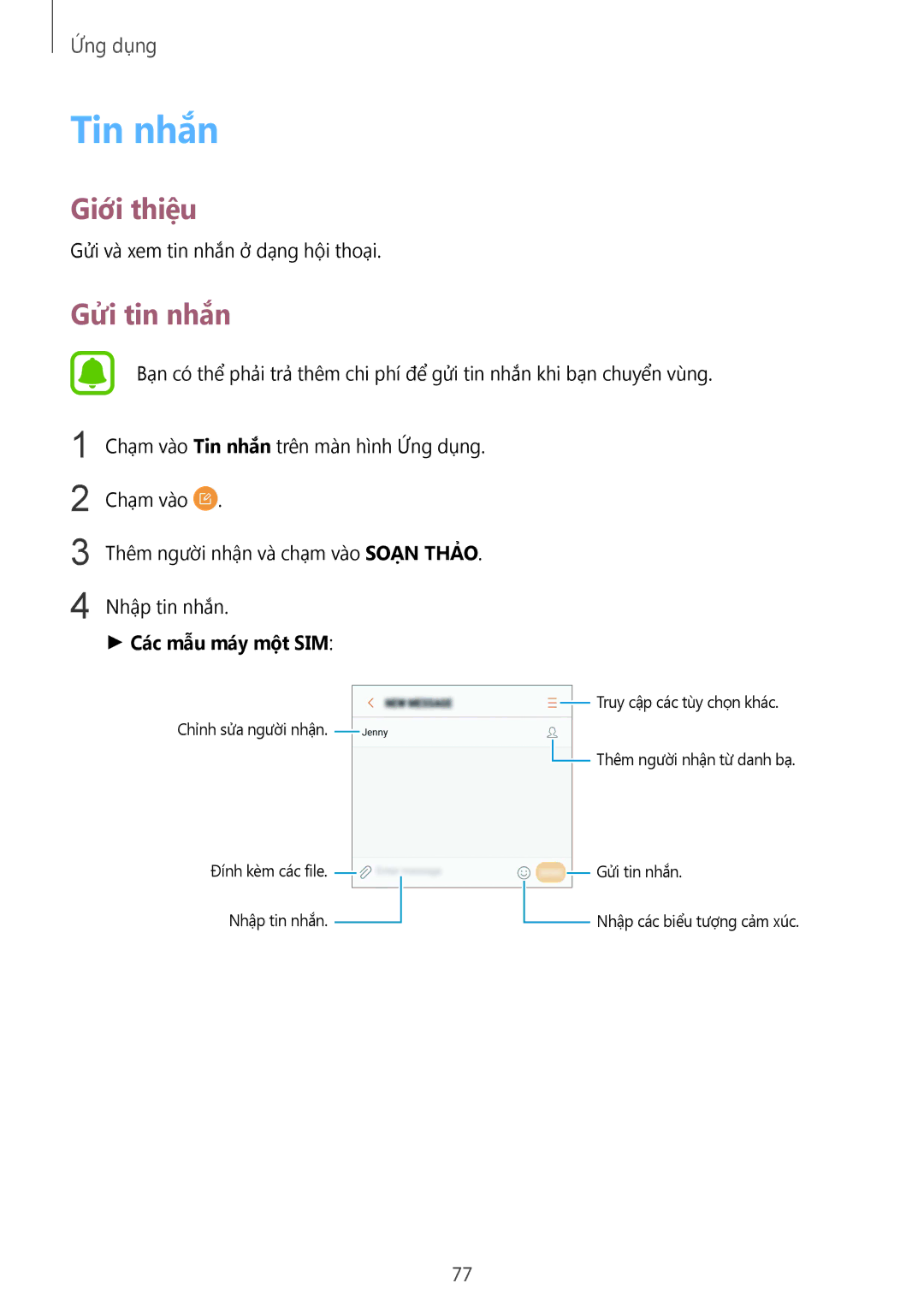 Samsung SM-G930FZSUXXV, SM-G930FZDUXXV, SM-G930FZKUXXV manual Tin nhắn, Gửi tin nhắn 