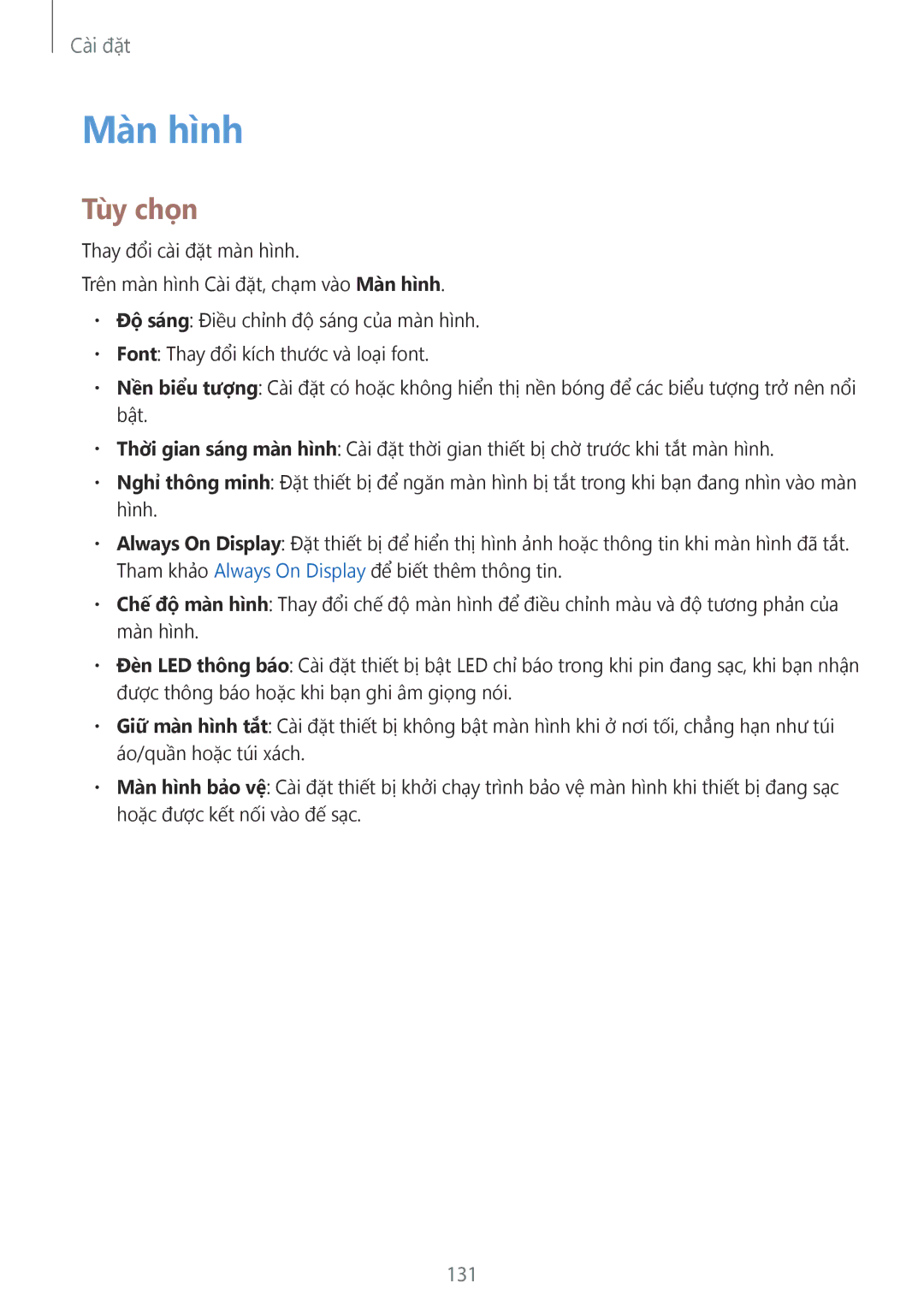 Samsung SM-G930FZSUXXV, SM-G930FZDUXXV, SM-G930FZKUXXV manual Mà̀n hình, 131 