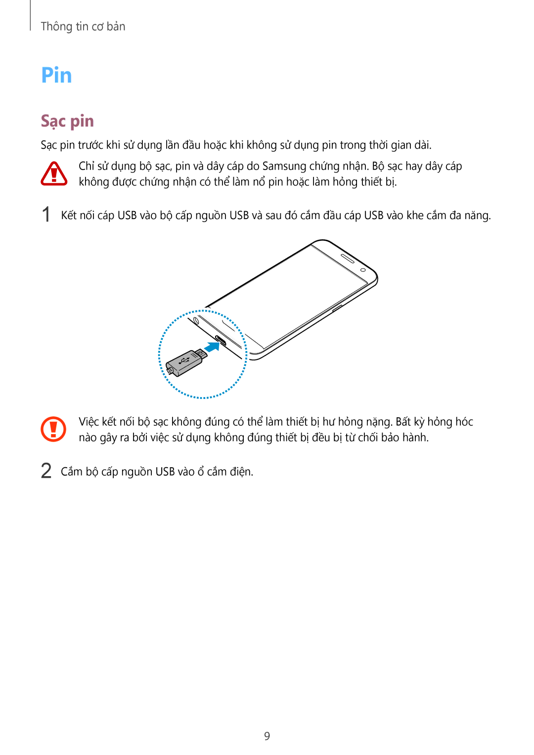 Samsung SM-G930FZDUXXV, SM-G930FZKUXXV, SM-G930FZSUXXV manual Pin, Sạc pin 