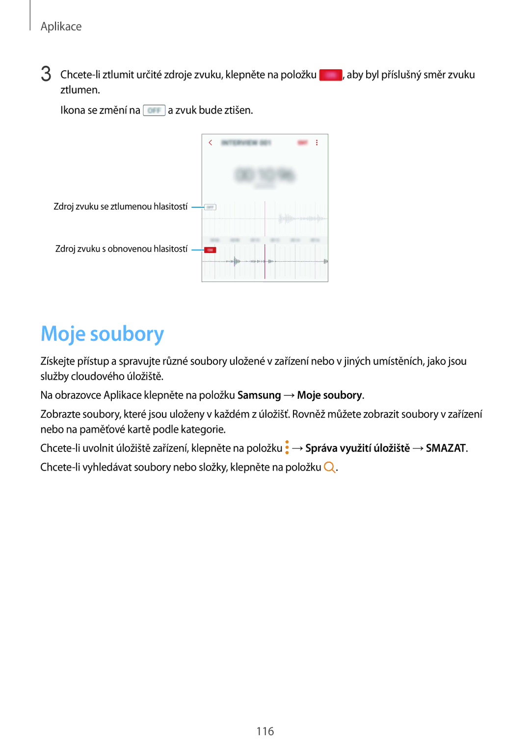 Samsung SM-G930FZKAETL manual Moje soubory 