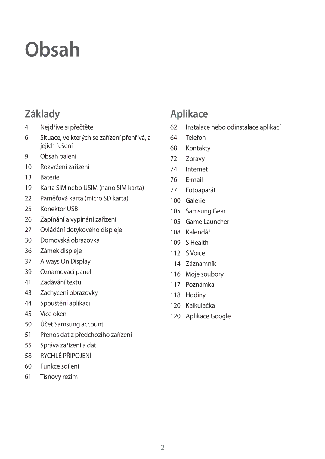 Samsung SM-G930FZKAETL manual Obsah 