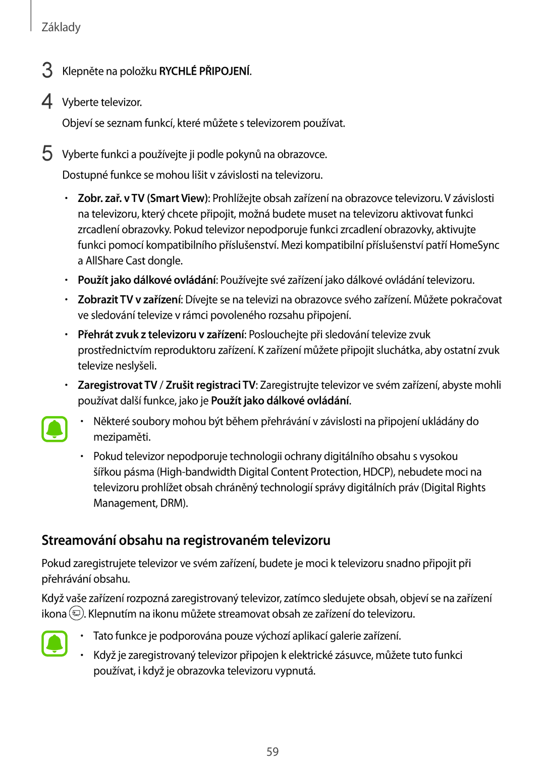 Samsung SM-G930FZKAETL manual Streamování obsahu na registrovaném televizoru 