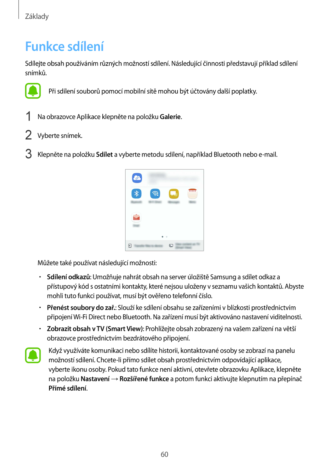 Samsung SM-G930FZKAETL manual Funkce sdílení 