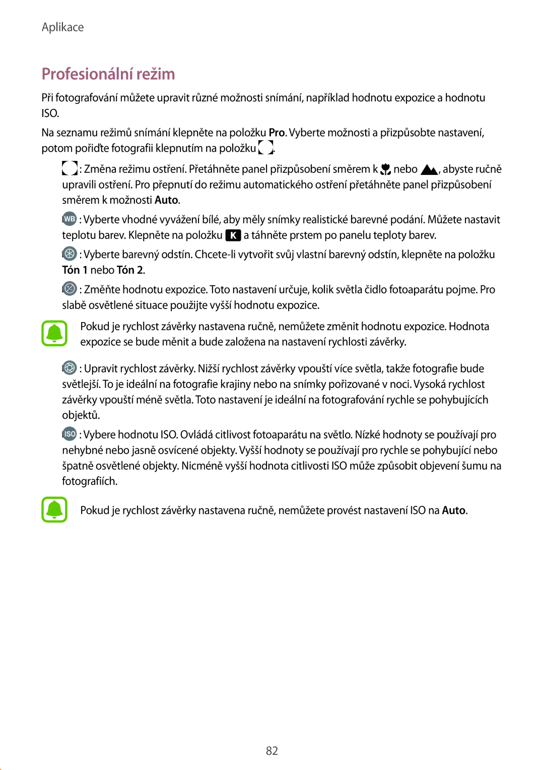 Samsung SM-G930FZKAETL manual Profesionální režim, Tón 1 nebo Tón 