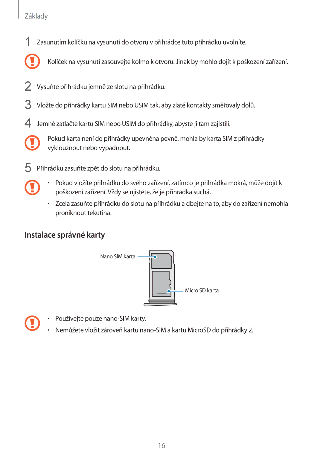 Samsung SM-G930FZKAETL manual Instalace správné karty 