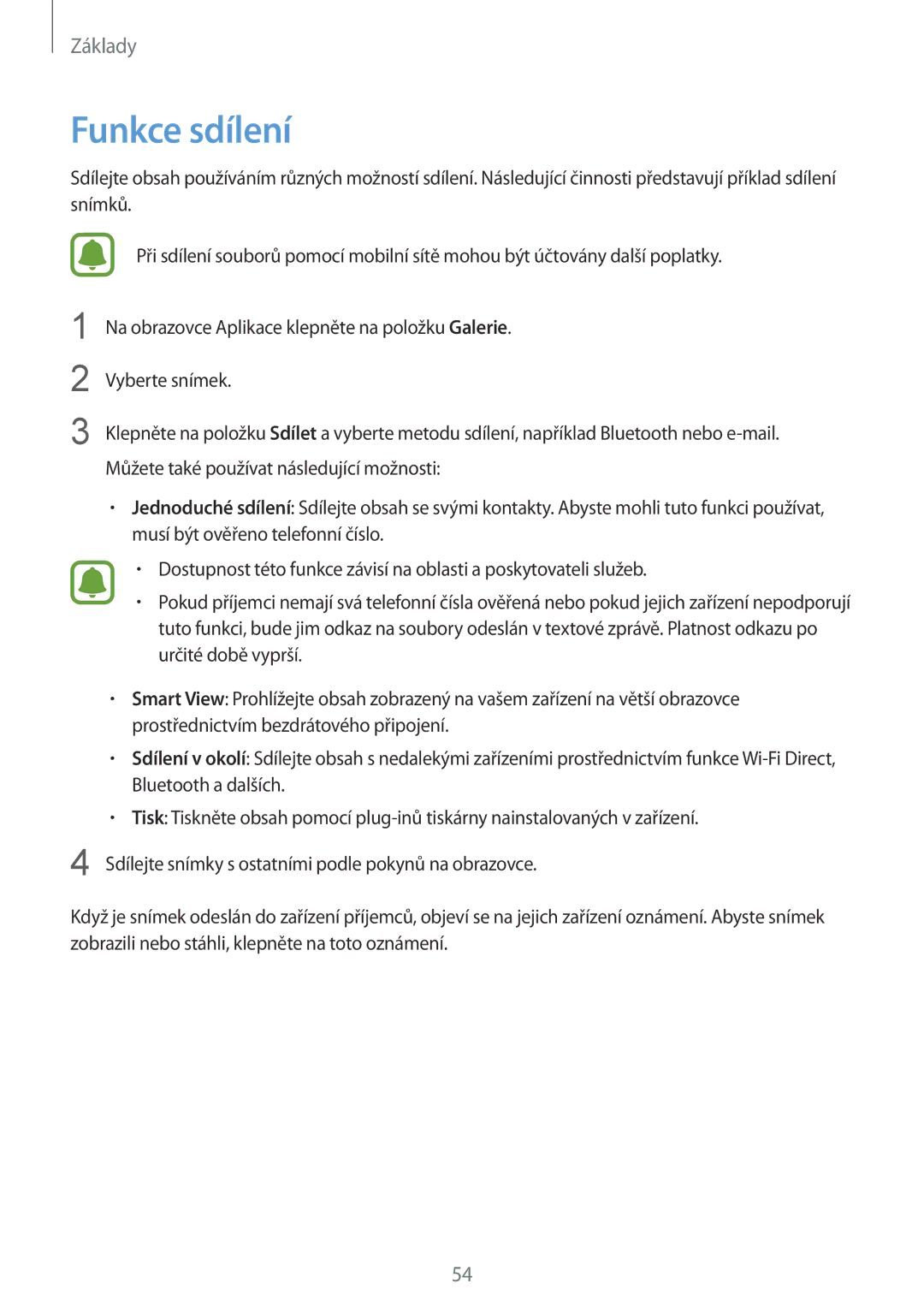 Samsung SM-G930FZKAETL manual Funkce sdílení 