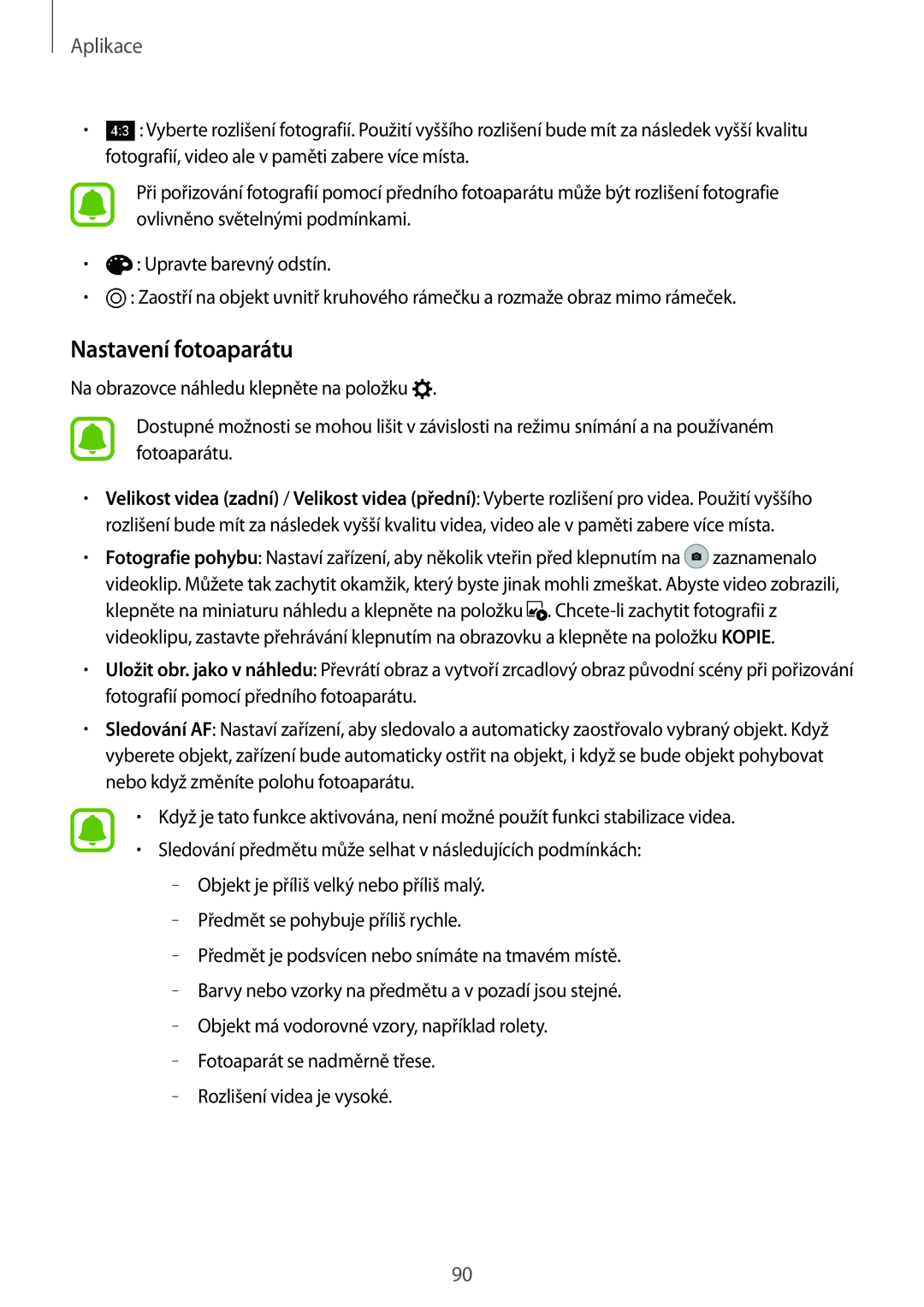 Samsung SM-G930FZKAETL manual Nastavení fotoaparátu 