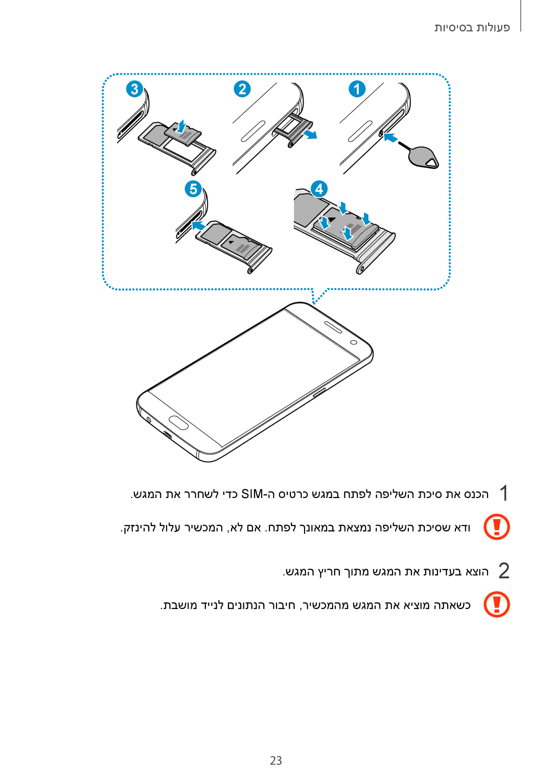 Samsung SM-G930FZSAILO, SM-G930FZKAILO, SM-G930FZDAILO manual פעולות בסיסיות 