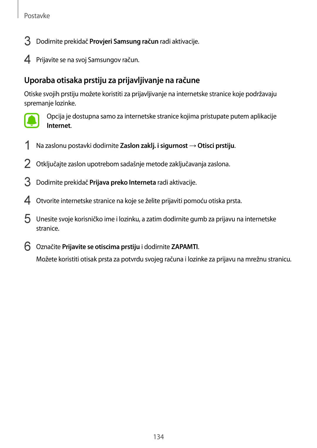 Samsung SM-G930FZSASEE, SM-G930FZKAVIP, SM-G930FZKATWO, SM-G930FZKADHR Uporaba otisaka prstiju za prijavljivanje na račune 