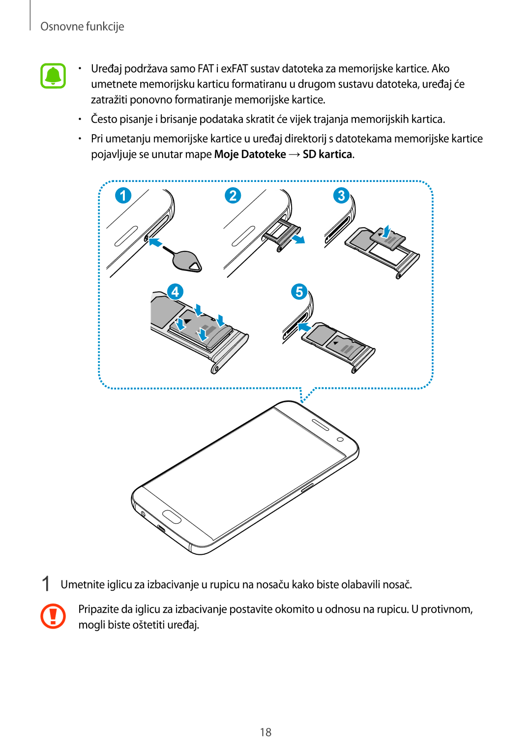 Samsung SM-G930FZKASEE, SM-G930FZKAVIP, SM-G930FZKATWO, SM-G930FZKADHR, SM-G930FZWASEE, SM-G930FZSASEE manual Osnovne funkcije 