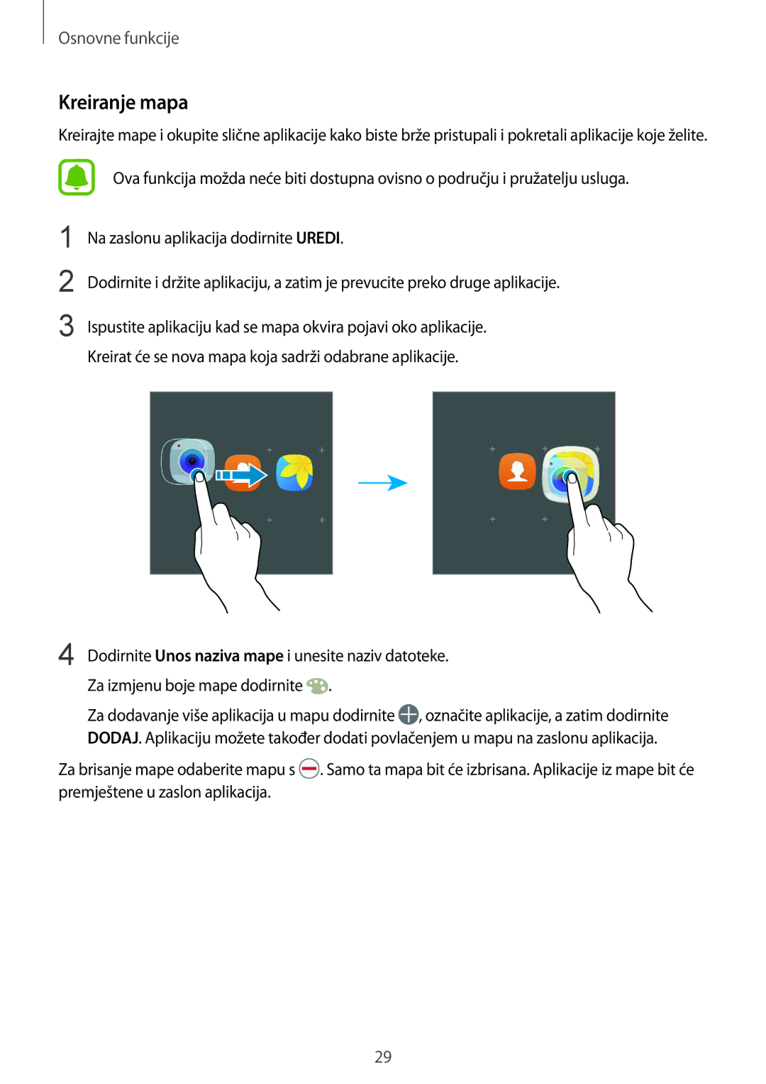 Samsung SM-G930FZDADHR, SM-G930FZKAVIP, SM-G930FZKATWO, SM-G930FZKADHR, SM-G930FZWASEE, SM-G930FZSASEE manual Kreiranje mapa 