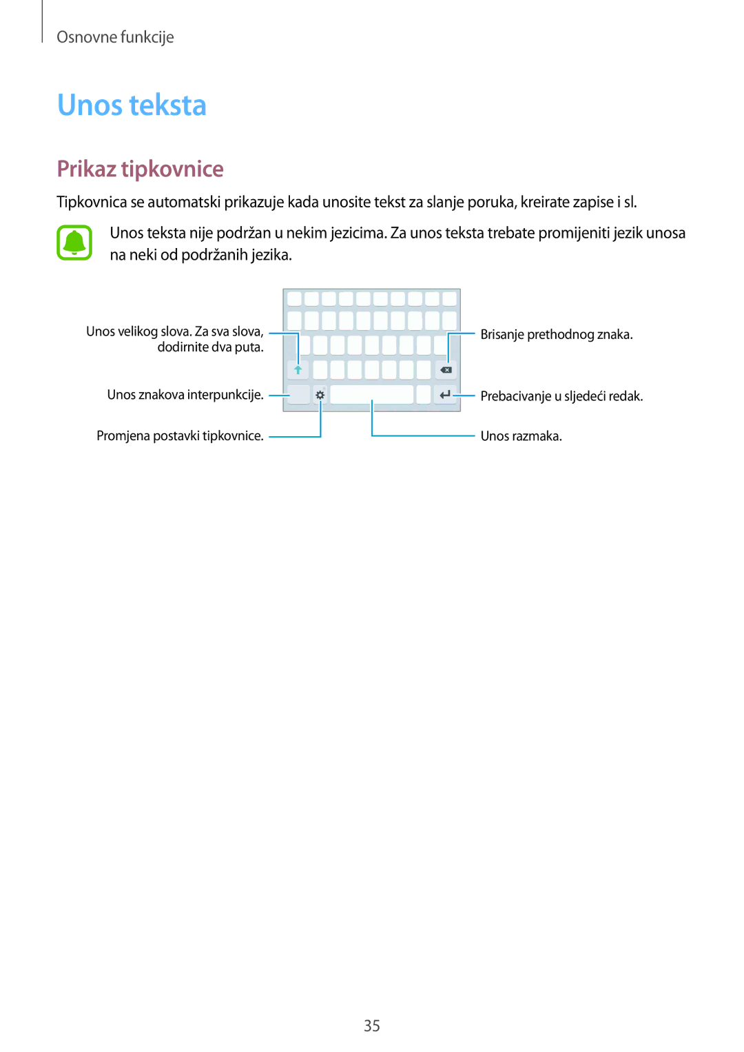 Samsung SM-G930FZDATWO, SM-G930FZKAVIP, SM-G930FZKATWO, SM-G930FZKADHR, SM-G930FZWASEE manual Unos teksta, Prikaz tipkovnice 