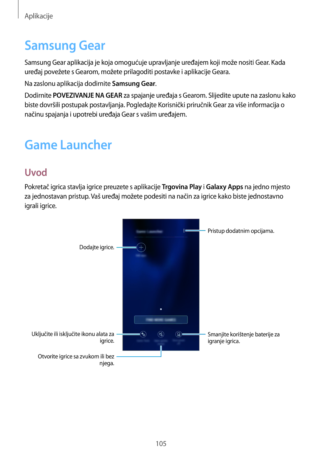 Samsung SM-G930FZDATWO, SM-G930FZKAVIP, SM-G930FZKATWO, SM-G930FZKADHR, SM-G930FZWASEE manual Samsung Gear, Game Launcher 