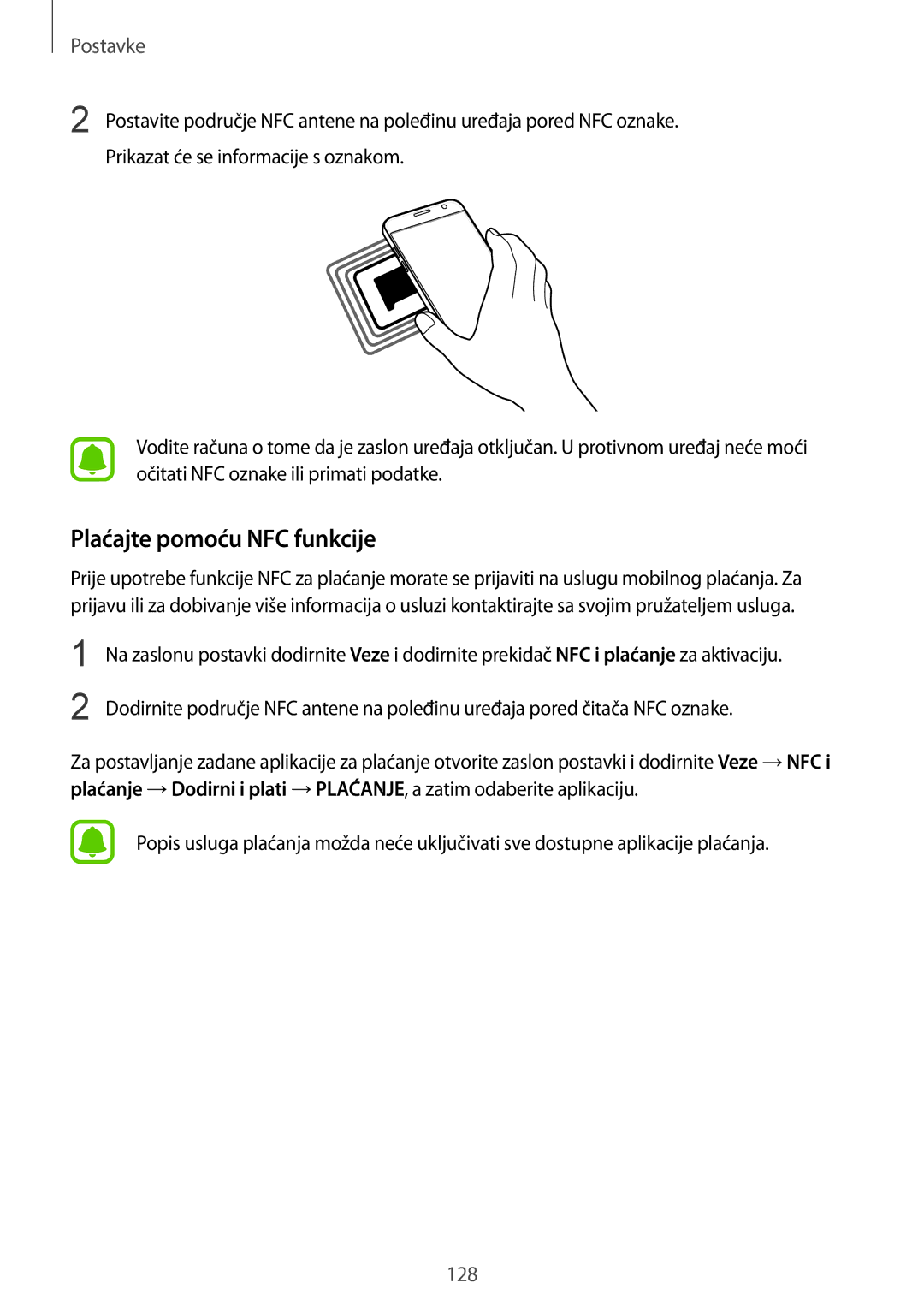 Samsung SM-G930FZKASEE, SM-G930FZKAVIP, SM-G930FZKATWO, SM-G930FZKADHR, SM-G930FZWASEE manual Plaćajte pomoću NFC funkcije 