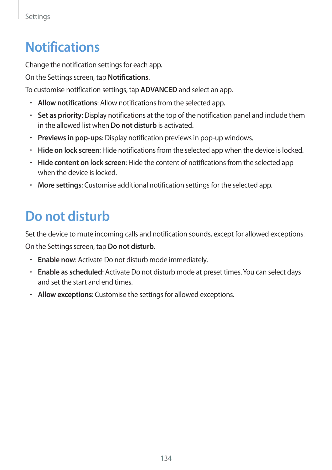 Samsung SM-G930FZDAPHE, SM-G930FZSADBT, SM-G930FZWADBT, SM-G930FZDADBT, SM-G930FZKADBT manual Notifications, Do not disturb 