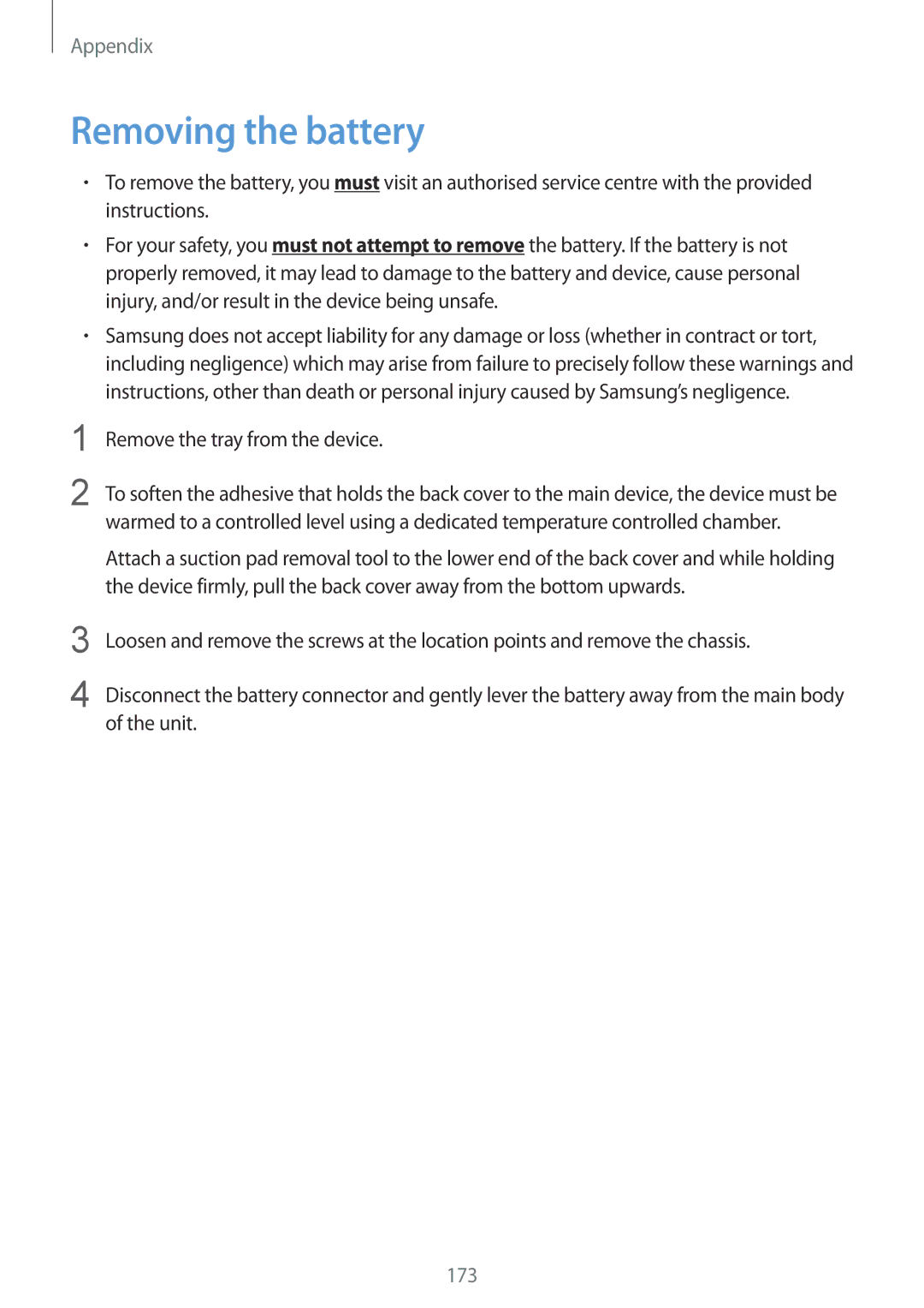 Samsung SM-G930FZDUSER, SM-G930FZSADBT, SM-G930FZWADBT, SM-G930FZDADBT Removing the battery, Remove the tray from the device 