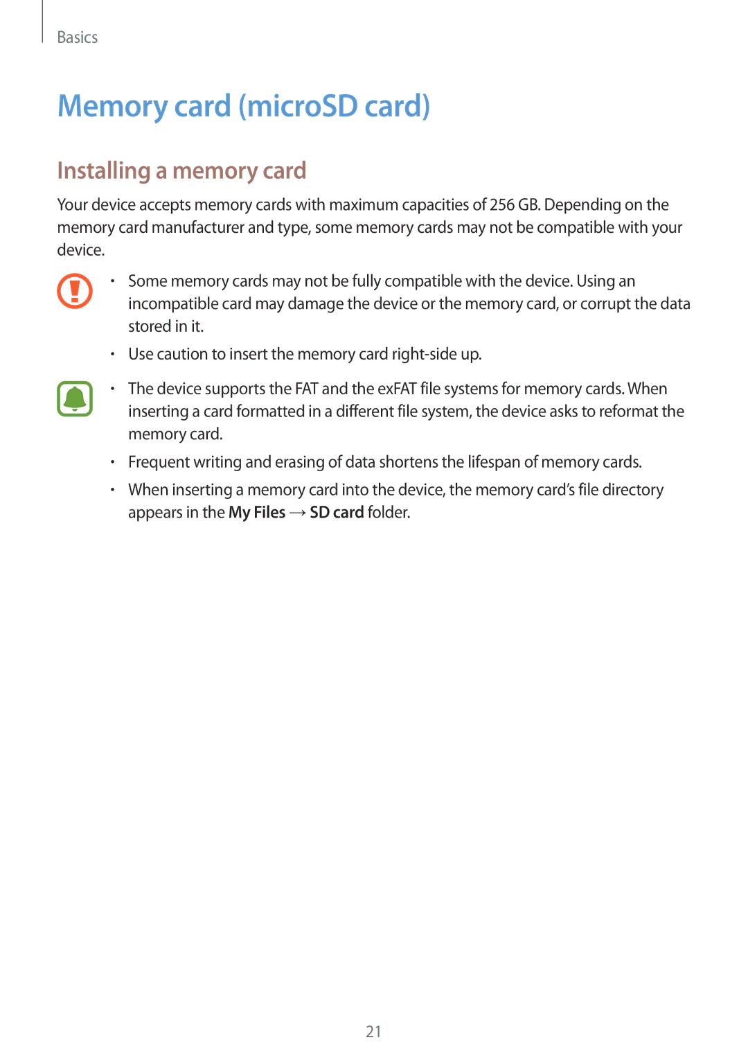 Samsung SM-G930FEDAKSA, SM-G930FZSADBT, SM-G930FZWADBT, SM-G930FZDADBT Memory card microSD card, Installing a memory card 