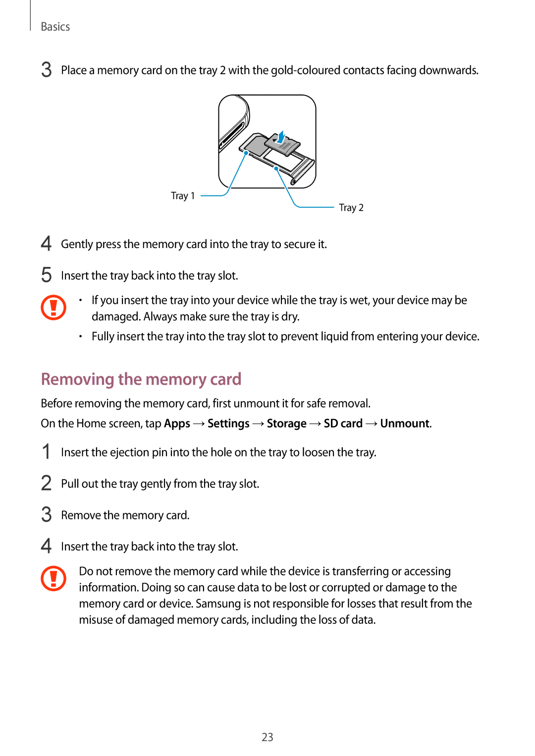 Samsung SM-G930FZDAKSA, SM-G930FZSADBT, SM-G930FZWADBT, SM-G930FZDADBT, SM-G930FZKADBT manual Removing the memory card 