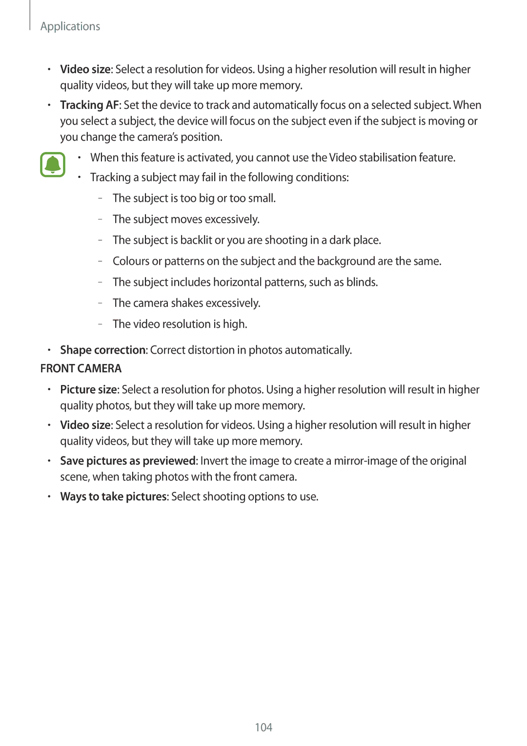 Samsung SM-G930FEDUKSA, SM-G930FZSADBT, SM-G930FZWADBT, SM-G930FZDADBT, SM-G930FZKADBT, SM-G930FEDADBT manual Front Camera 