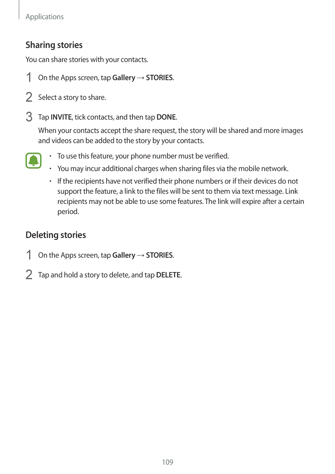 Samsung SM-G930FZDUXXV, SM-G930FZSADBT, SM-G930FZWADBT, SM-G930FZDADBT, SM-G930FZKADBT manual Sharing stories, Deleting stories 