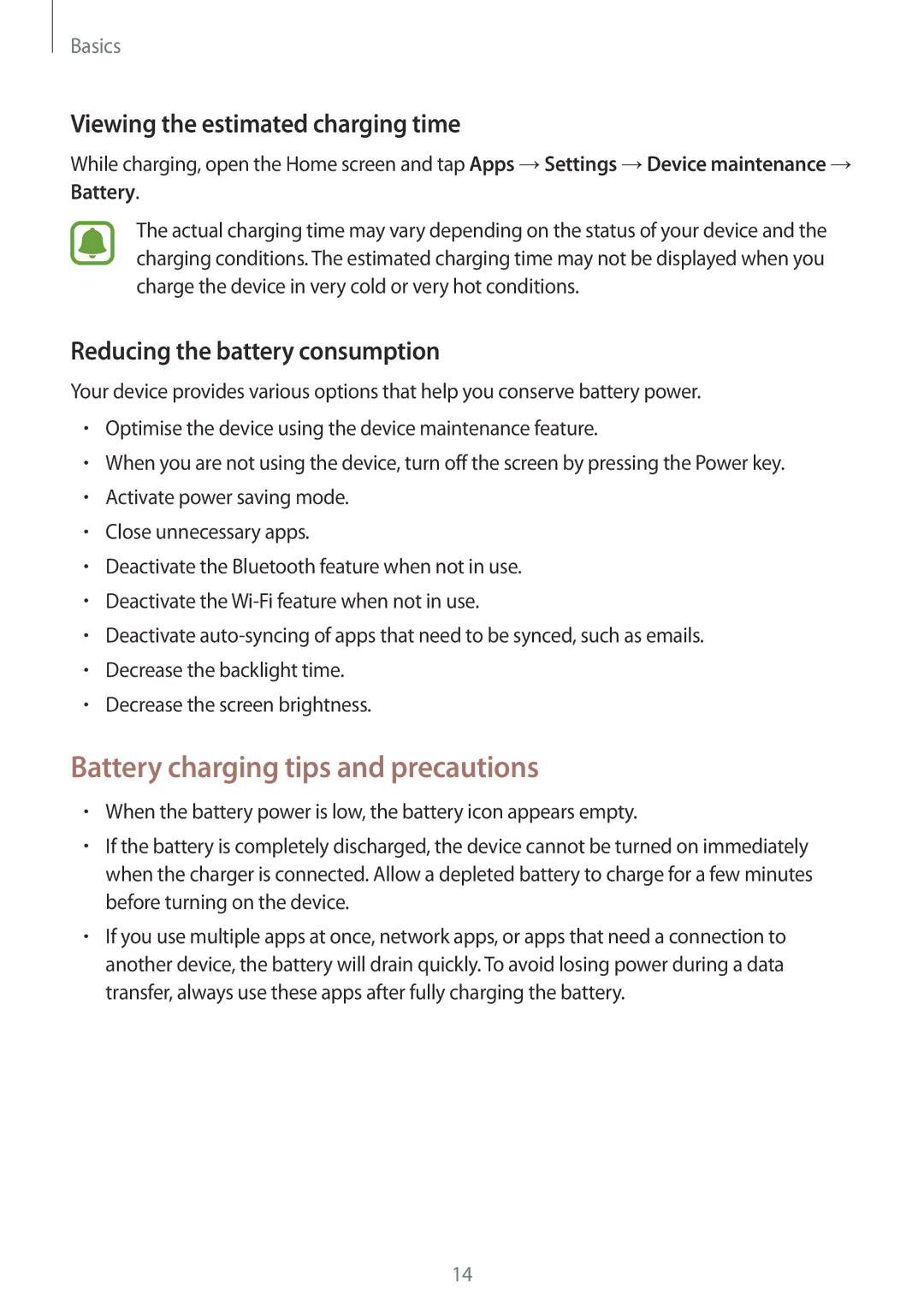 Samsung SM-G930FZKAITV, SM-G930FZSADBT manual Battery charging tips and precautions, Viewing the estimated charging time 