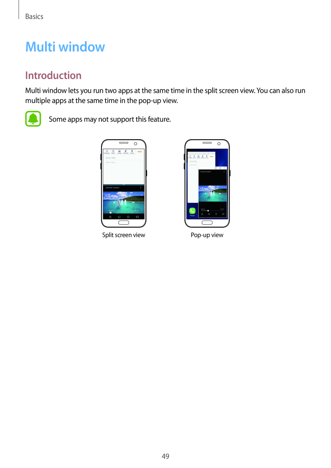 Samsung SM-G930FZKAXEF, SM-G930FZSADBT, SM-G930FZWADBT, SM-G930FZDADBT, SM-G930FZKADBT manual Multi window, Introduction 