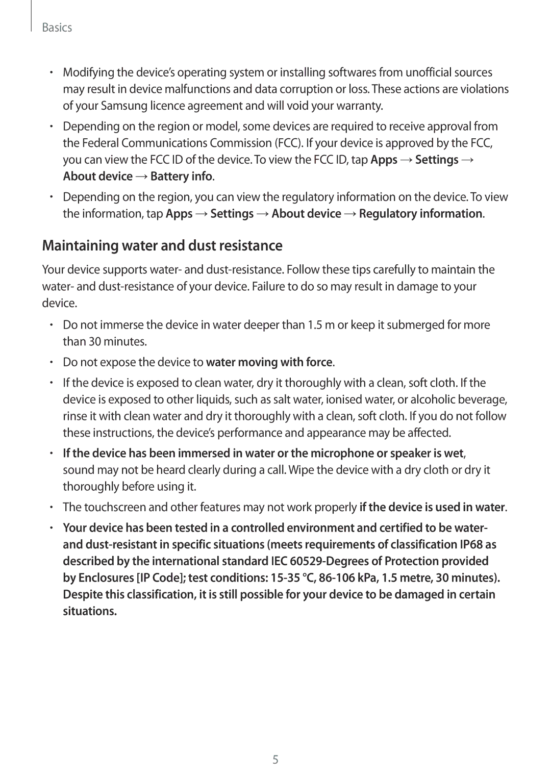 Samsung SM-G930FZWAXEF, SM-G930FZSADBT, SM-G930FZWADBT, SM-G930FZDADBT manual Maintaining water and dust resistance, Basics 