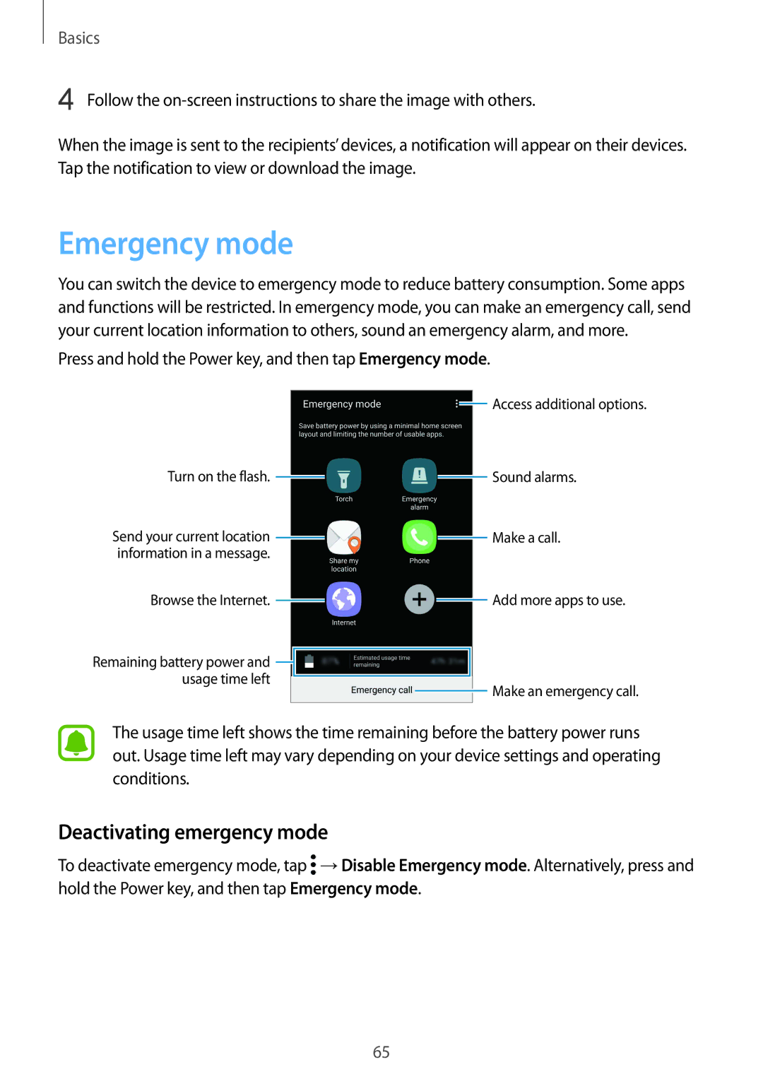 Samsung SM-G930FZDAKSA, SM-G930FZSADBT, SM-G930FZWADBT, SM-G930FZDADBT manual Emergency mode, Deactivating emergency mode 