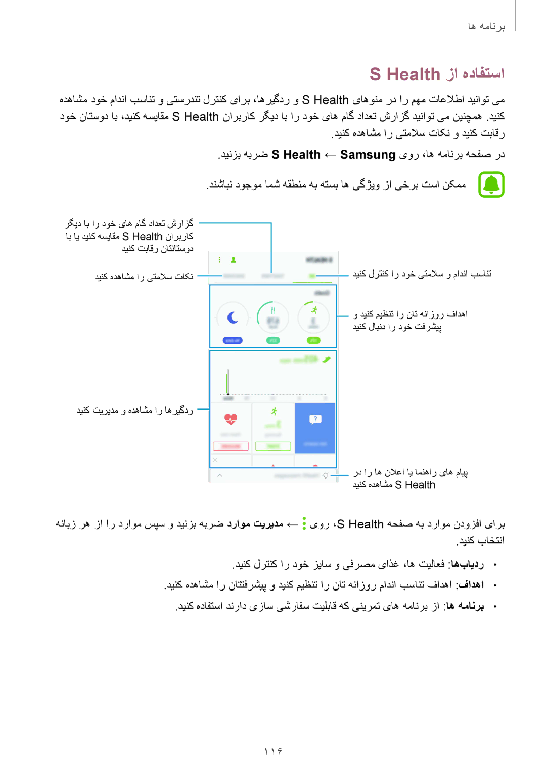 Samsung SM-G930FEDAKSA, SM-G930FZSAKSA, SM-G930FEDUKSA, SM-G930FZKAKSA, SM-G930FZDAKSA, SM-G930FZWAKSA Health زا هدافتسا, 116 