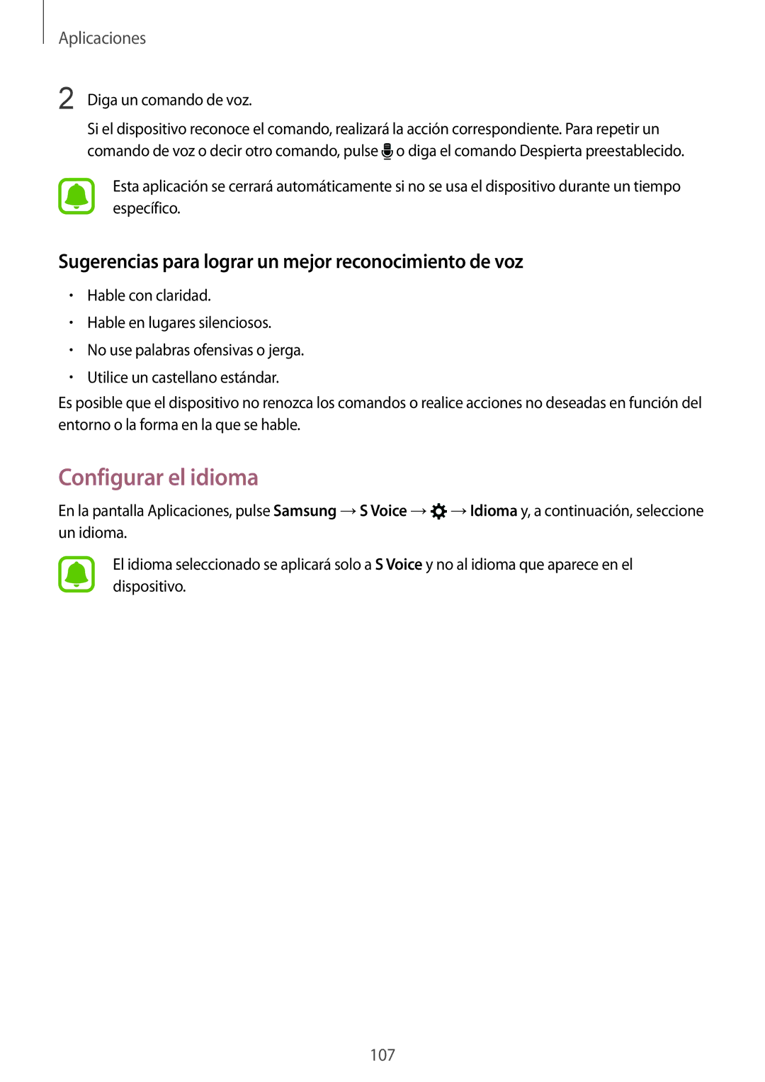 Samsung SM-G930FZDAPHE, SM-G930FZSAPHE manual Configurar el idioma, Sugerencias para lograr un mejor reconocimiento de voz 