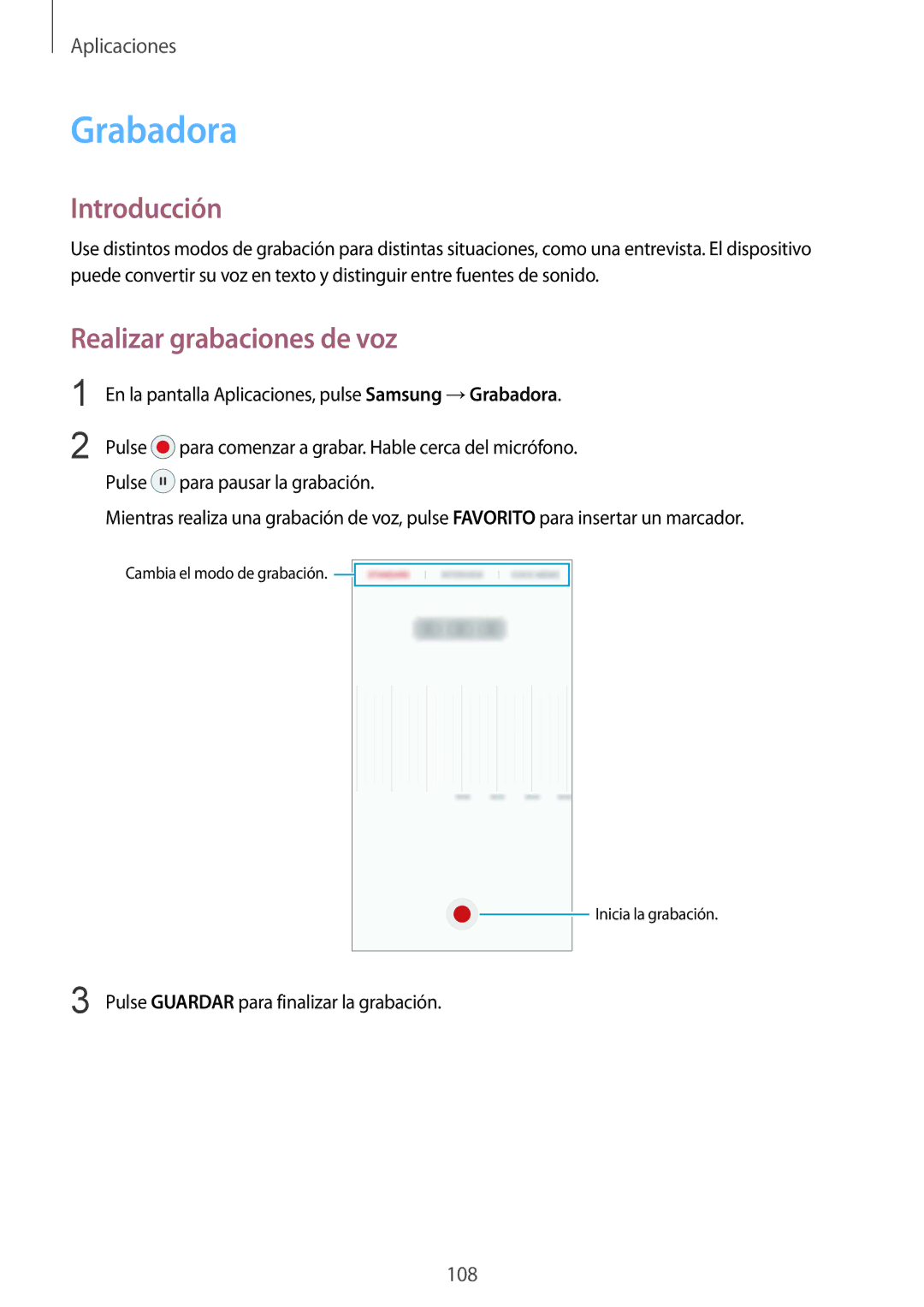 Samsung SM-G930FZSAPHE, SM-G930FEDAPHE, SM-G930FZKAPHE, SM-G930FZDAPHE manual Grabadora, Realizar grabaciones de voz 