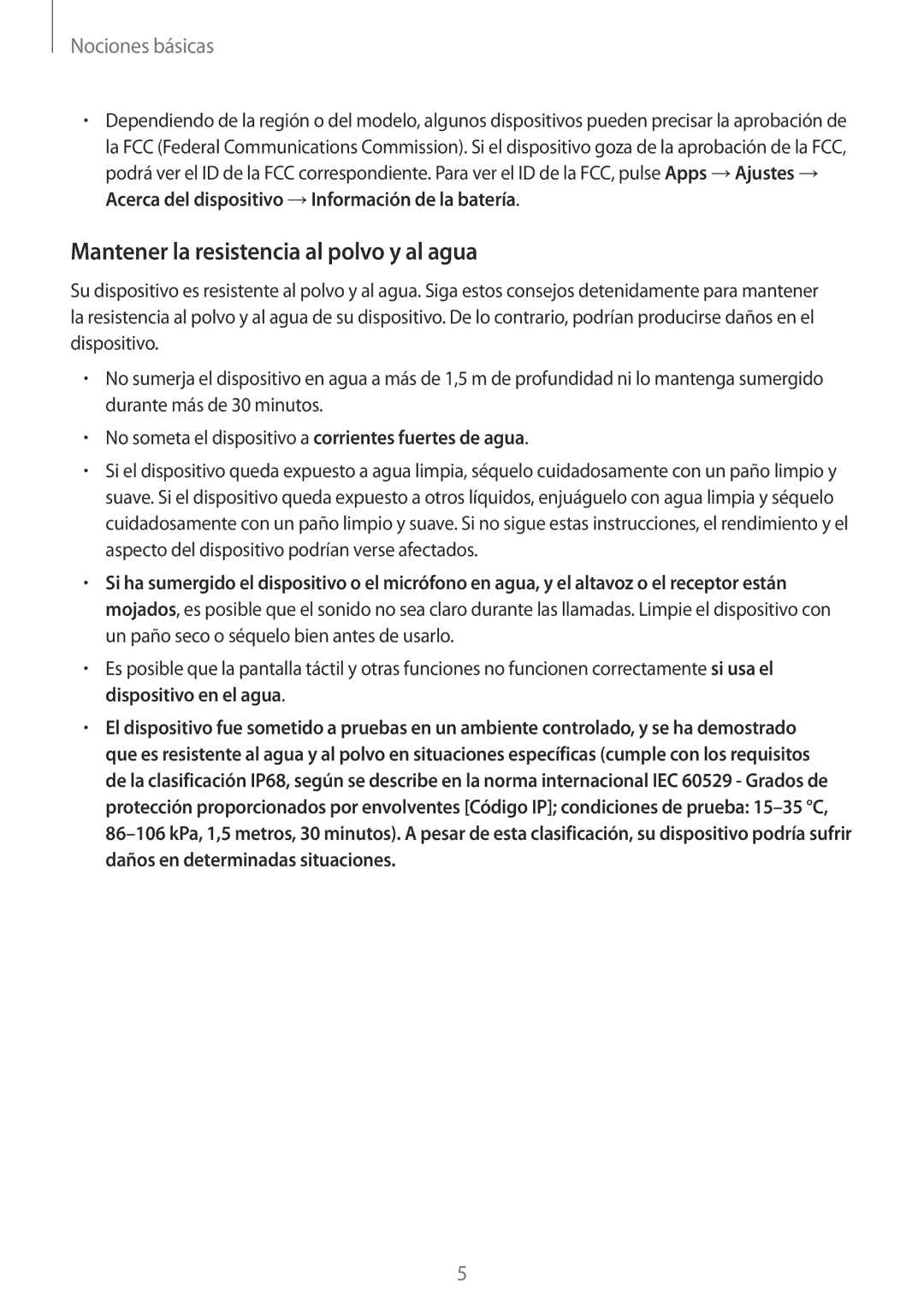 Samsung SM-G930FEDAPHE, SM-G930FZSAPHE, SM-G930FZKAPHE manual Mantener la resistencia al polvo y al agua, Nociones básicas 
