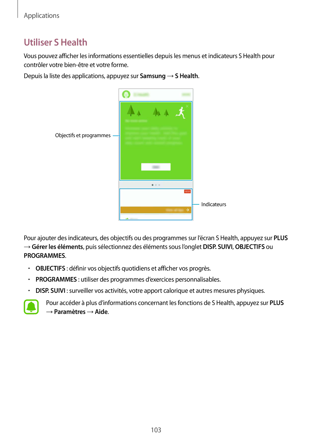 Samsung SM-G930FEDAXEF, SM-G930FZWAXEF, SM-G930FZDAXEF, SM-G930FZKAXEF, SM-G930FZSAXEF manual Utiliser S Health, Programmes 