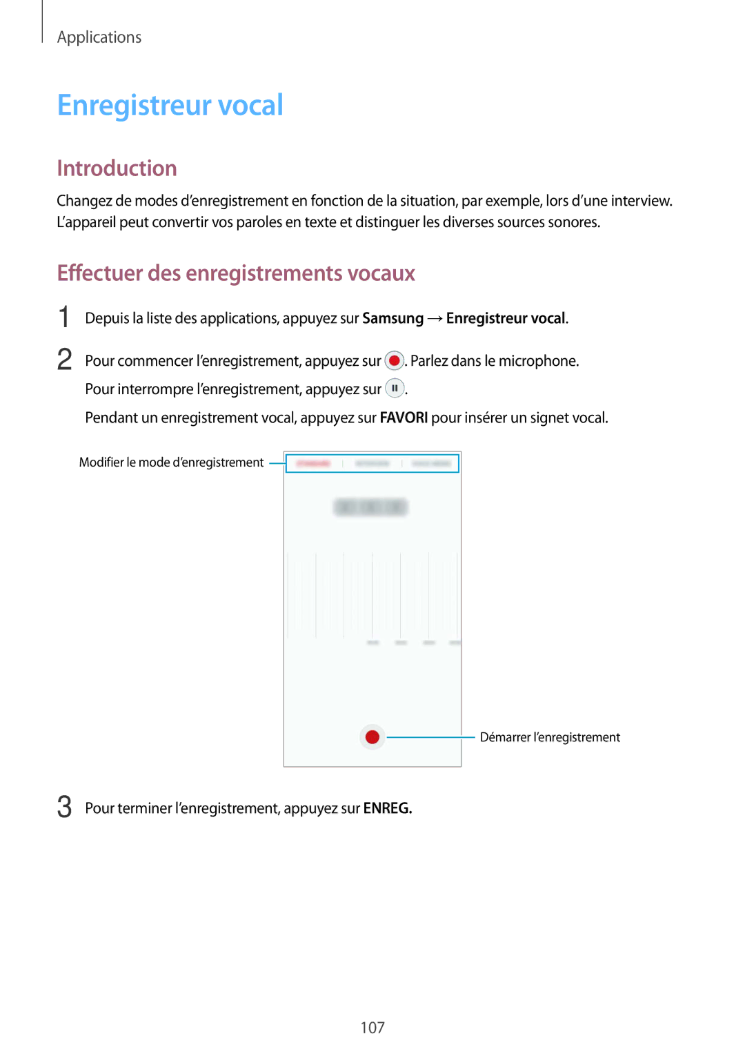 Samsung SM-G930FZKAXEF, SM-G930FZWAXEF, SM-G930FZDAXEF manual Enregistreur vocal, Effectuer des enregistrements vocaux 