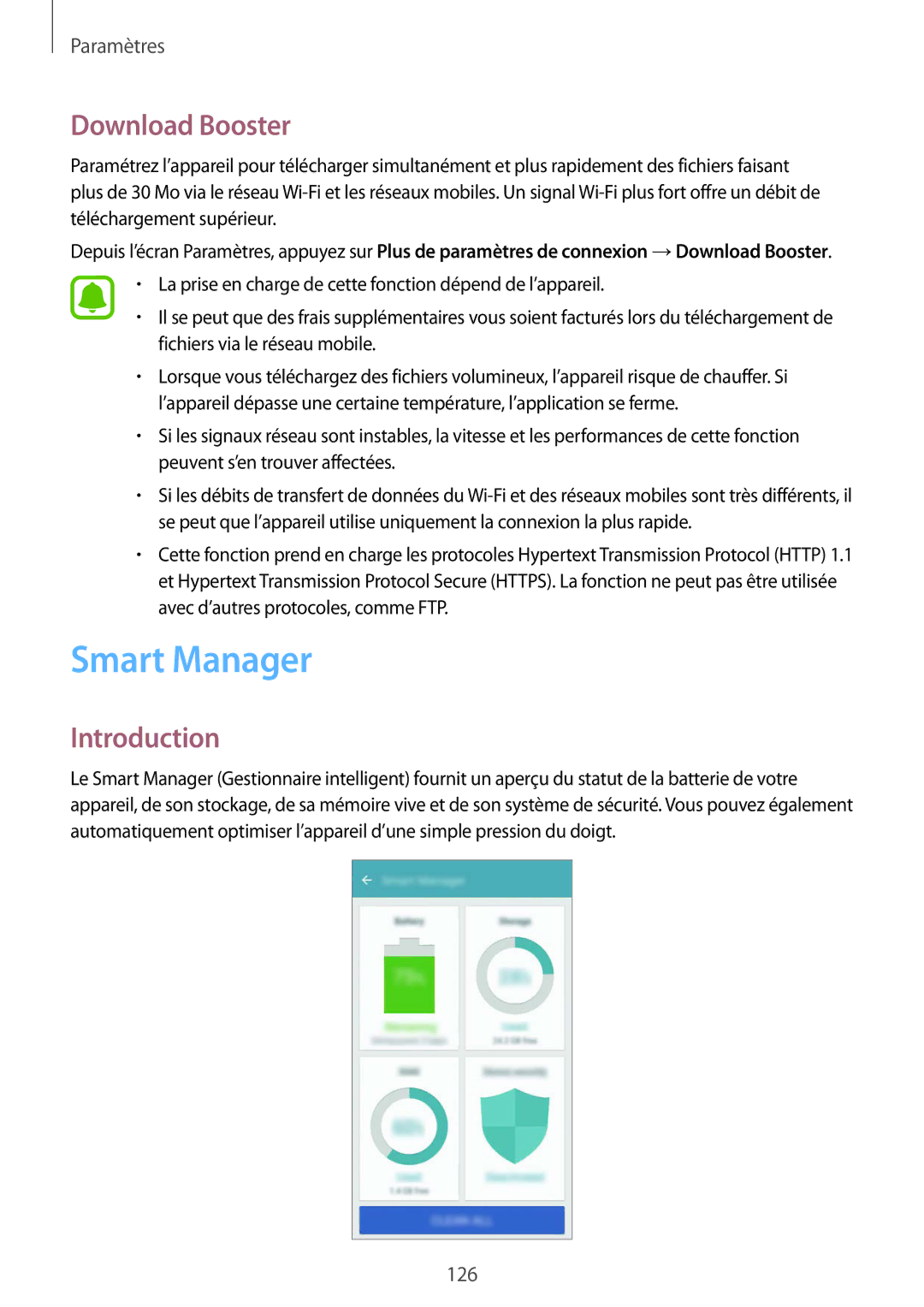 Samsung SM-G930FZDAXEF, SM-G930FZWAXEF, SM-G930FZKAXEF, SM-G930FEDAXEF, SM-G930FZSAXEF manual Smart Manager, Download Booster 