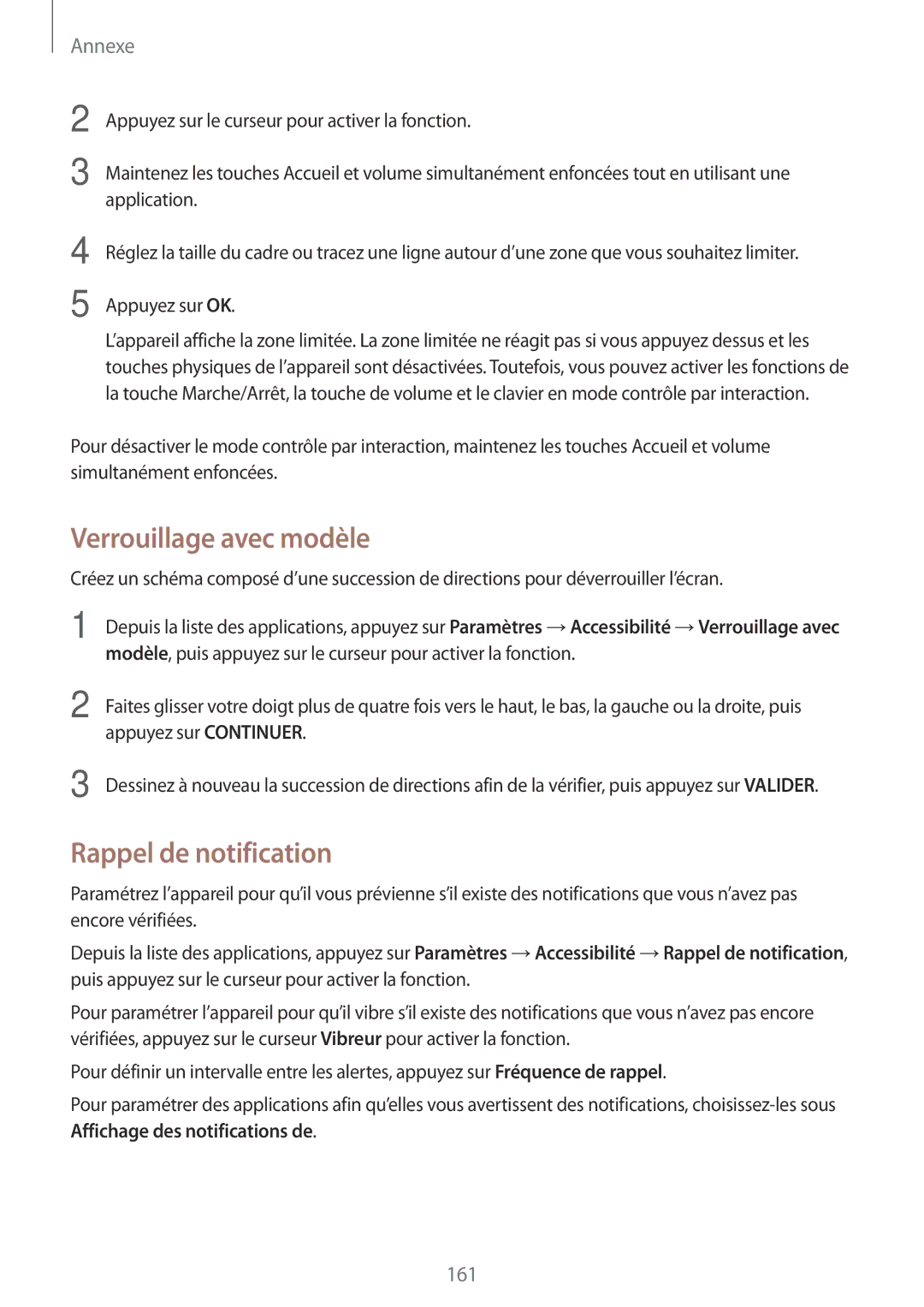 Samsung SM-G930FZDAXEF, SM-G930FZWAXEF, SM-G930FZKAXEF, SM-G930FEDAXEF manual Verrouillage avec modèle, Rappel de notification 