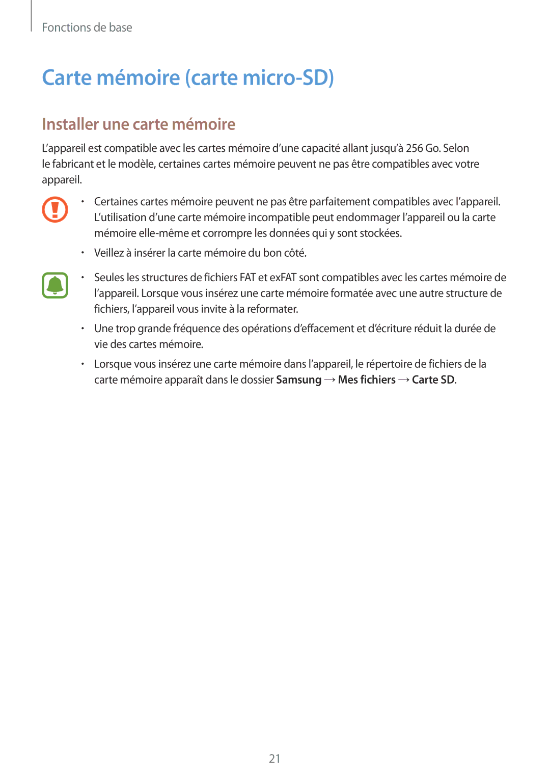 Samsung SM-G930FZDAXEF, SM-G930FZWAXEF, SM-G930FZKAXEF manual Carte mémoire carte micro-SD, Installer une carte mémoire 