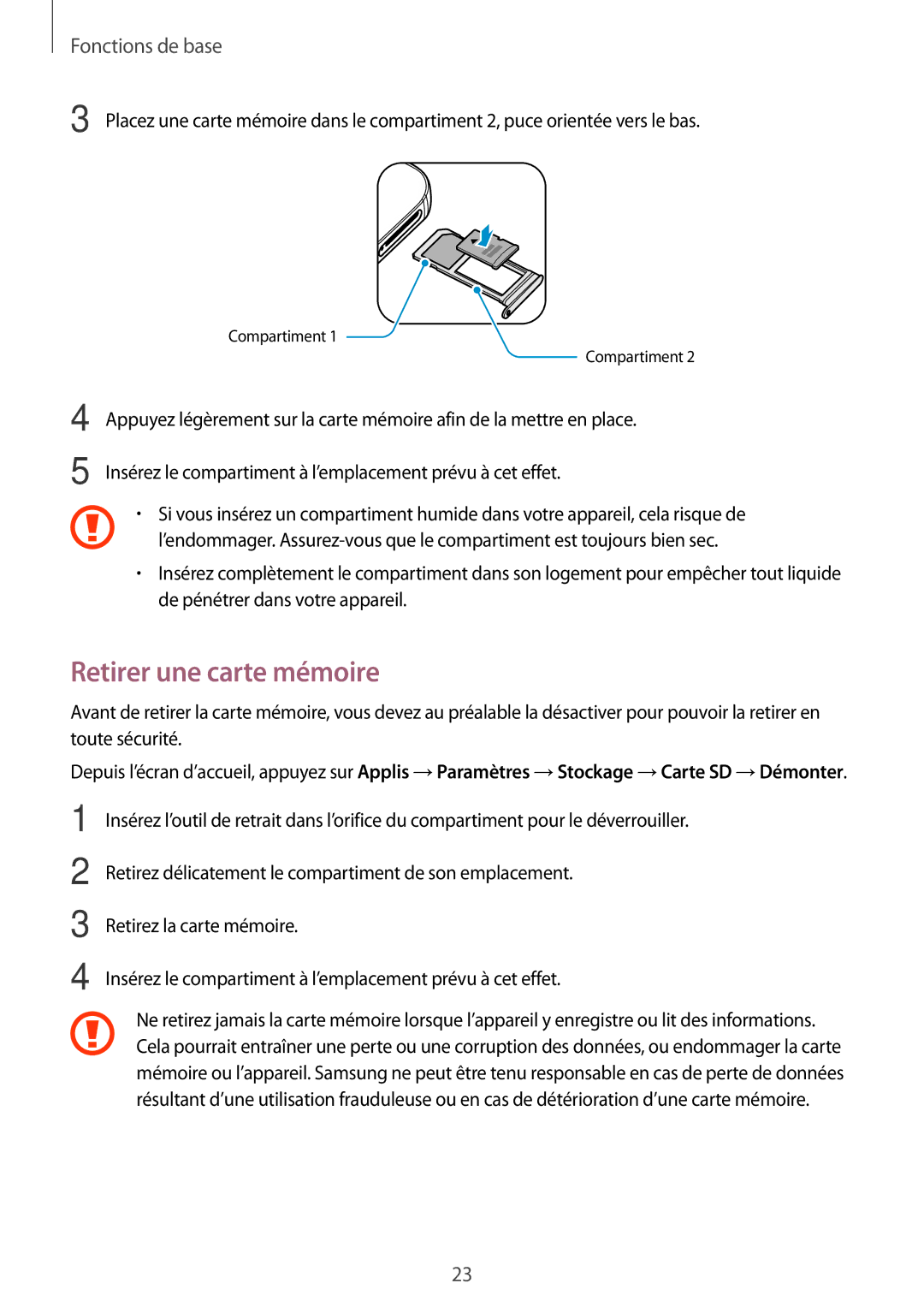 Samsung SM-G930FEDAXEF, SM-G930FZWAXEF, SM-G930FZDAXEF, SM-G930FZKAXEF, SM-G930FZSAXEF manual Retirer une carte mémoire 