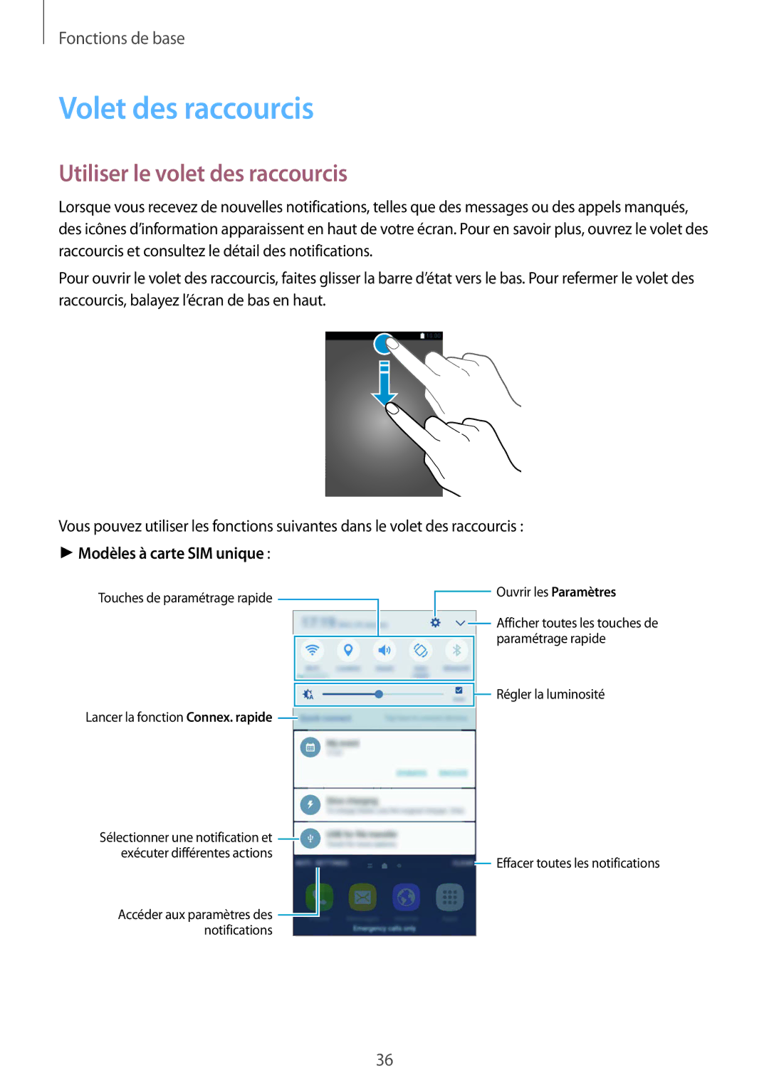 Samsung SM-G930FZDAXEF, SM-G930FZWAXEF, SM-G930FZKAXEF manual Volet des raccourcis, Utiliser le volet des raccourcis 