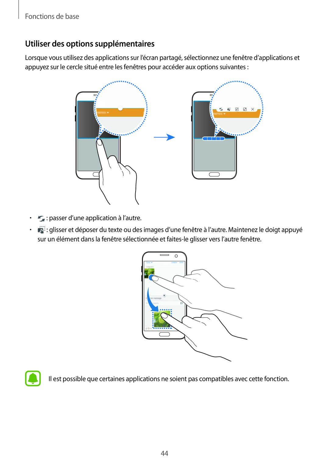 Samsung SM-G930FZSAXEF, SM-G930FZWAXEF manual Utiliser des options supplémentaires, Passer d’une application à l’autre 