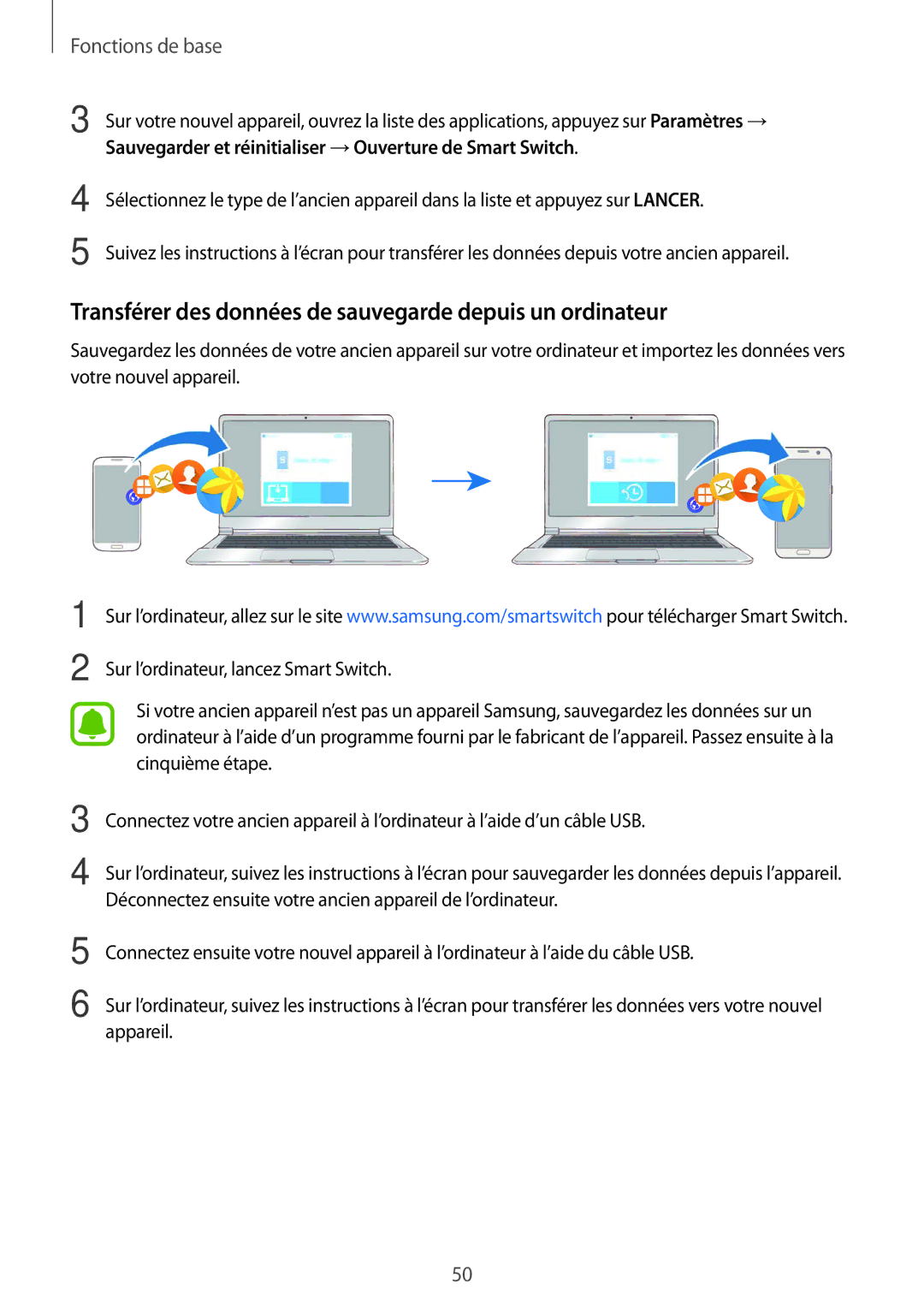 Samsung SM-G930FZWAXEF, SM-G930FZDAXEF, SM-G930FZKAXEF manual Transférer des données de sauvegarde depuis un ordinateur 